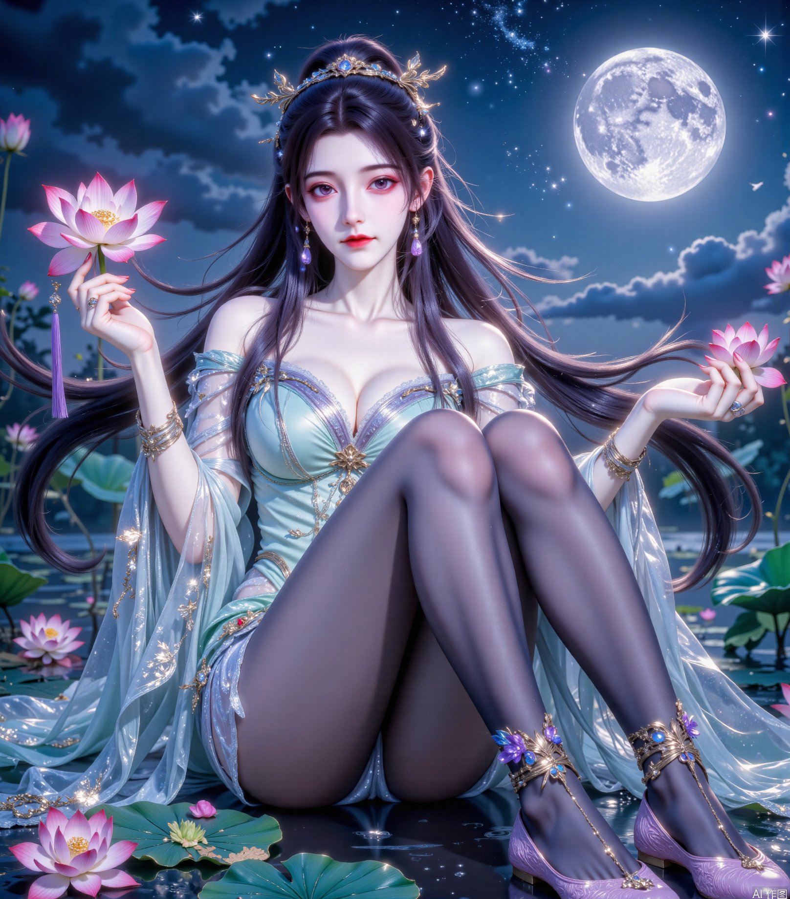 A full-body photo of a young woman,  melon-shaped face,  long black hair by 吴的小家 on Tensor.Art