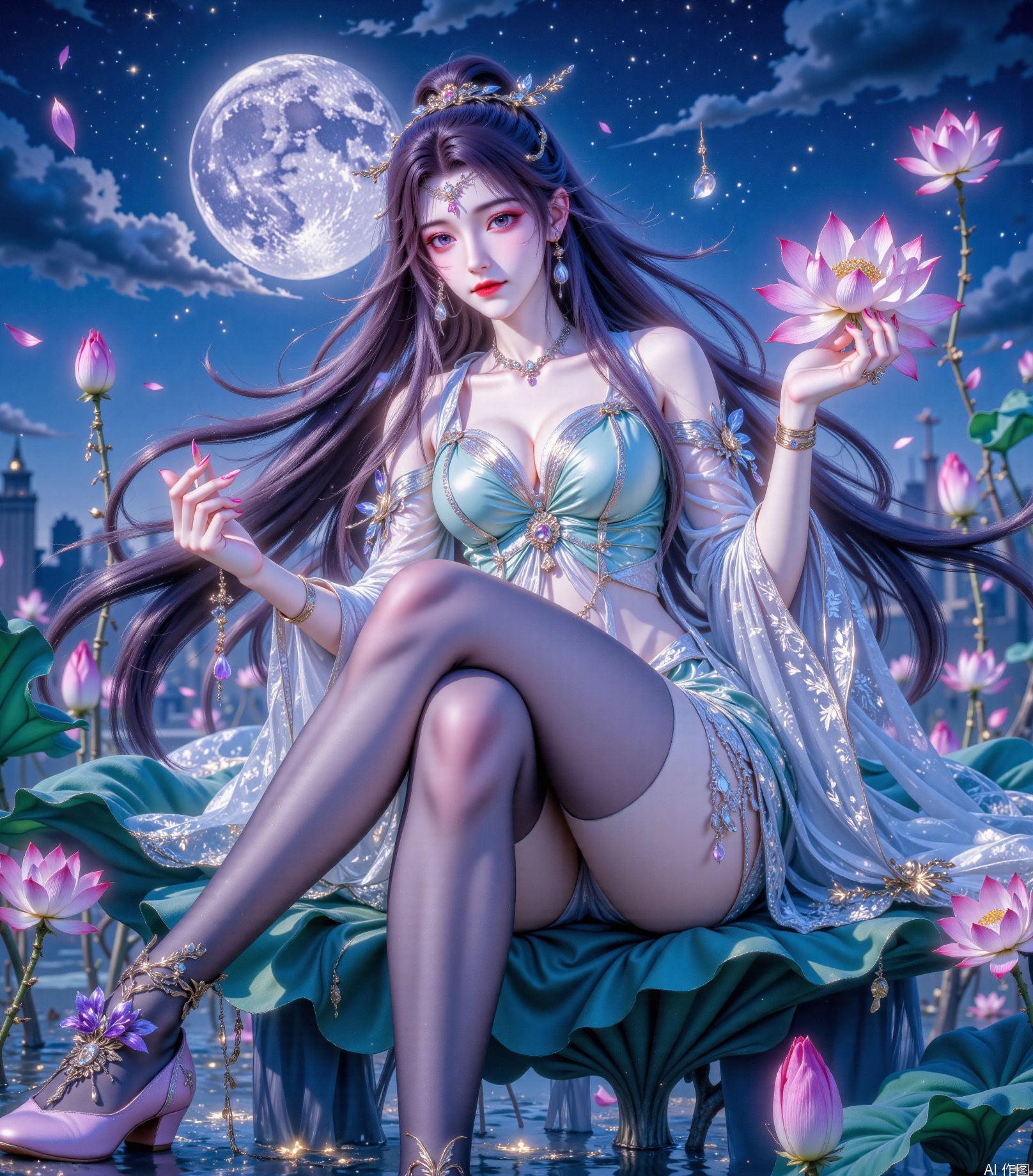 A full-body photo of a young woman,  melon-shaped face,  long black hair by 吴的小家 on Tensor.Art