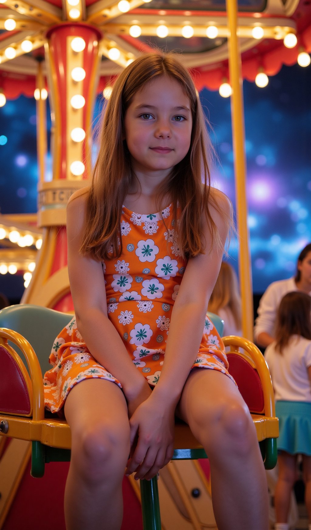 beautiful Little 8 years old girl SweetAmandaDW with flat chest and petite body,  cute face,  brown hair by AI Luna LM.9✨...