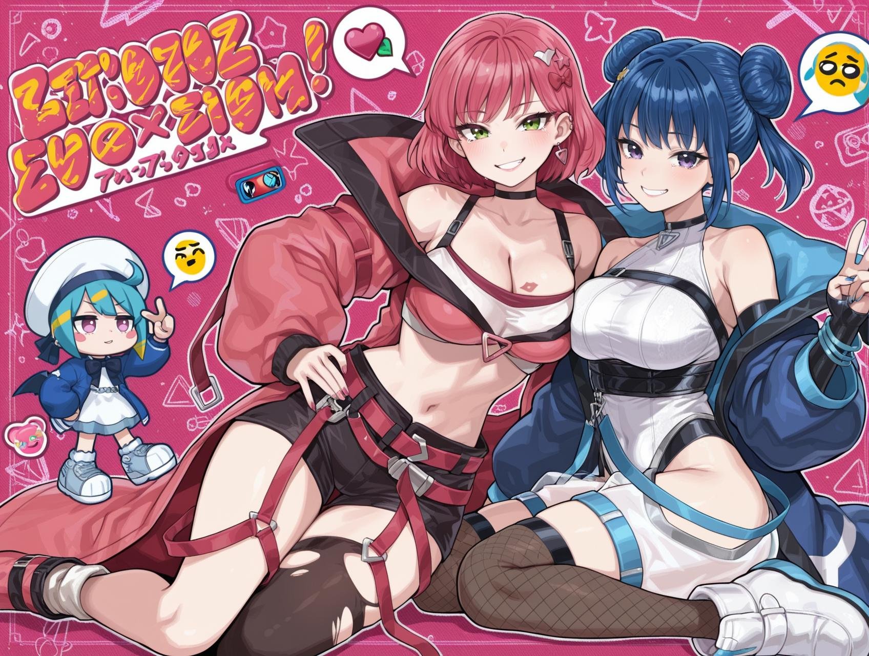 official style,  2girls,  lipstick mark on breast by Sqquirtle0007 on Tensor.Art