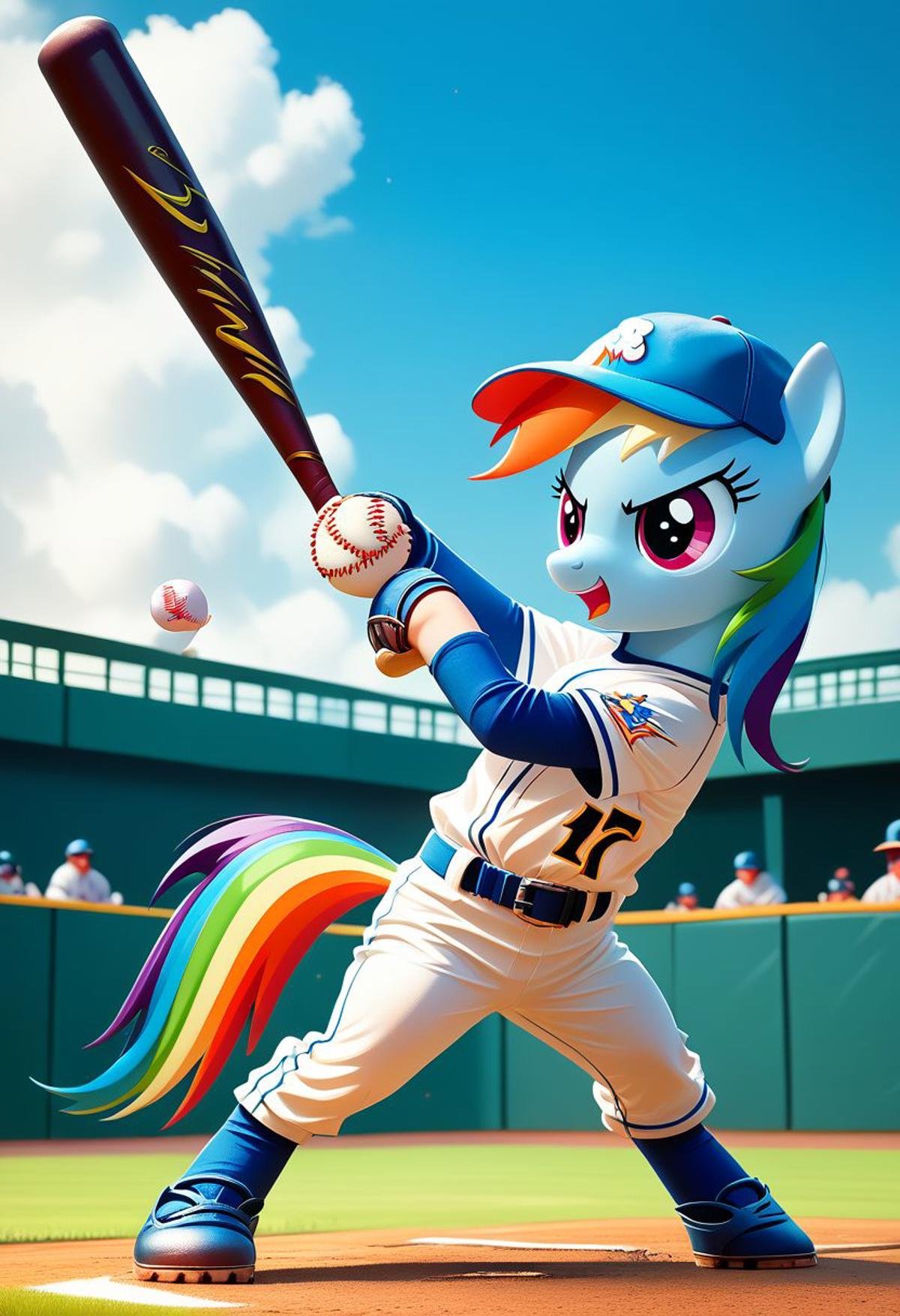 EnD_Niji_Sports,  source_pony,  Rainbow Dash playing baseball by Collapsed_Dreams on Tensor.Art