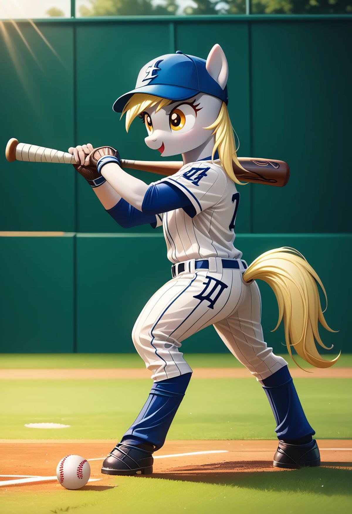 EnD_Niji_Sports,  source_pony,  Derpy Hooves playing baseball by Collapsed_Dreams on Tensor.Art