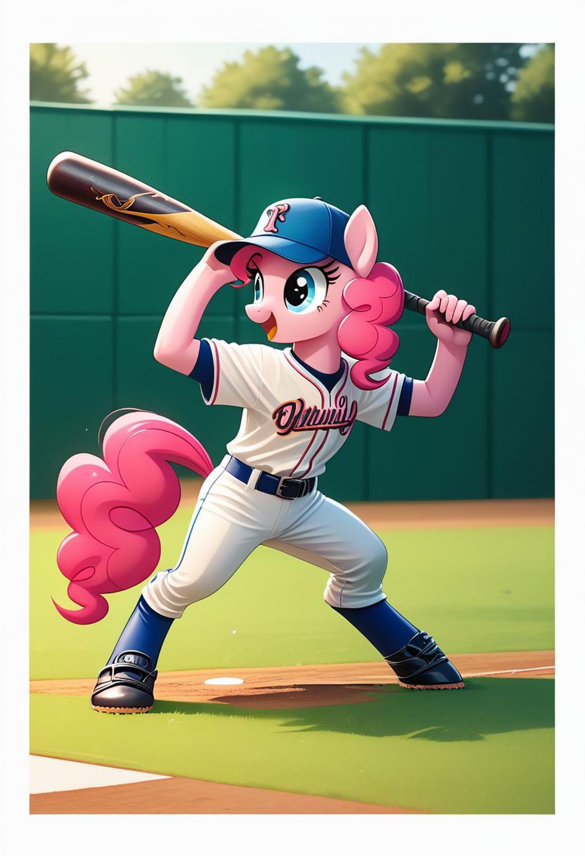 EnD_Niji_Sports,  source_pony,  PinkiePie playing baseball by Collapsed_Dreams on Tensor.Art