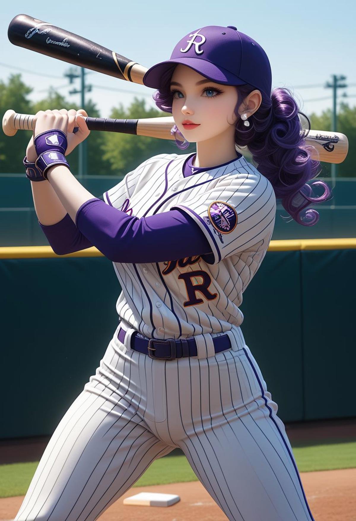 EnD_Niji_Sports,  source_pony,  Rarity playing baseball by Collapsed_Dreams on Tensor.Art
