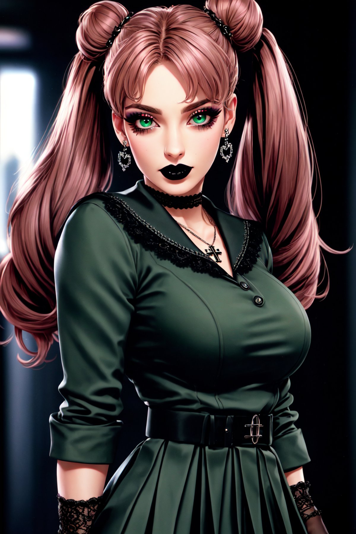 ProfessionalDetail SailorMoonGoth 1995-Kodak,  large breasts,  green dress by Collapsed_Dreams on Tensor.Art