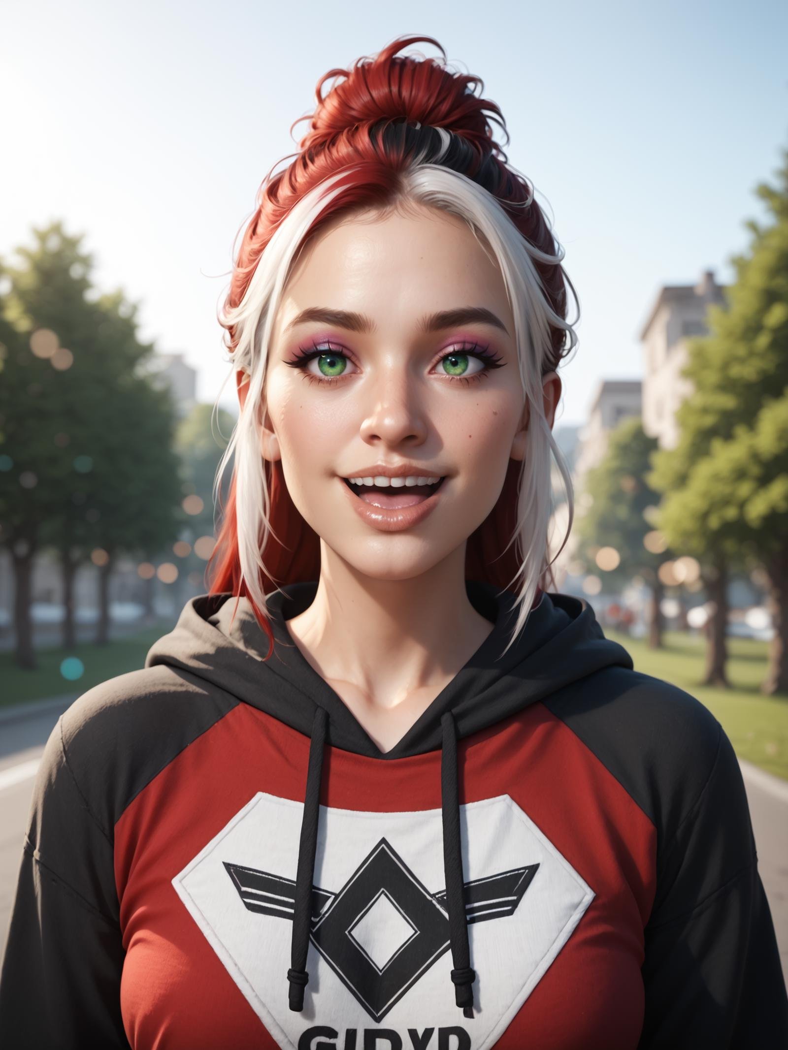 1girl,  v,  multicolored hair by Collapsed_Dreams on Tensor.Art