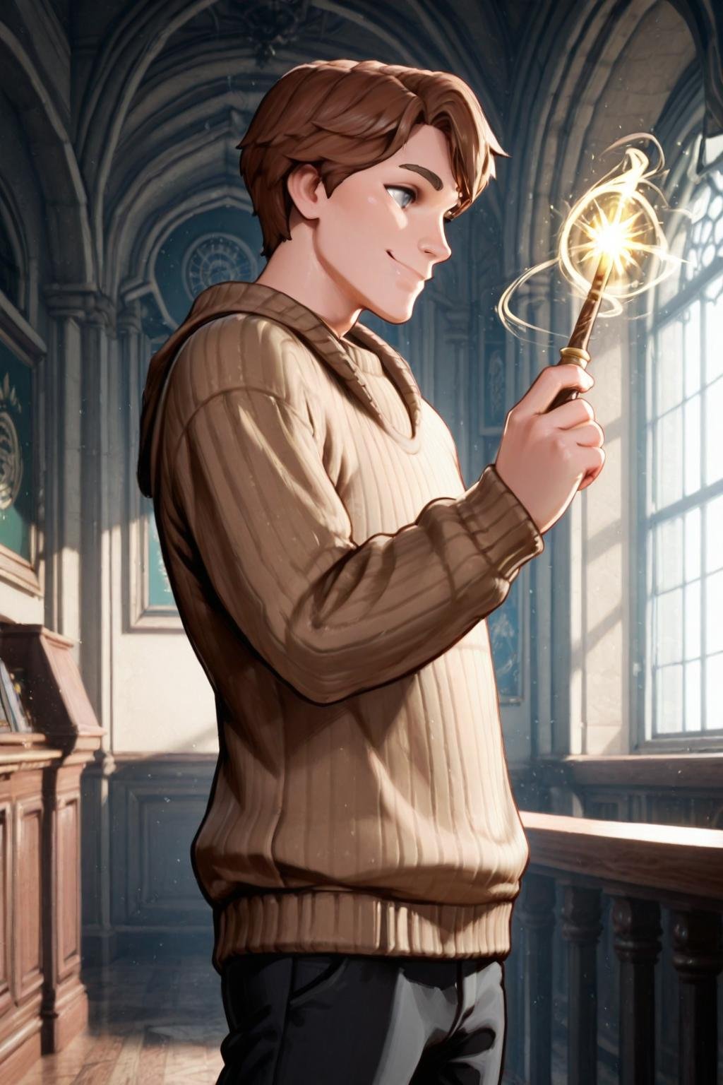 solo male focus,  cedricdiggory,  brown hair by hushicho on Tensor.Art