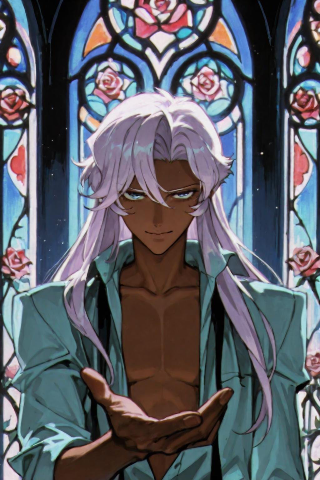 solo male,  akio,  long lilac hair by hushicho on Tensor.Art