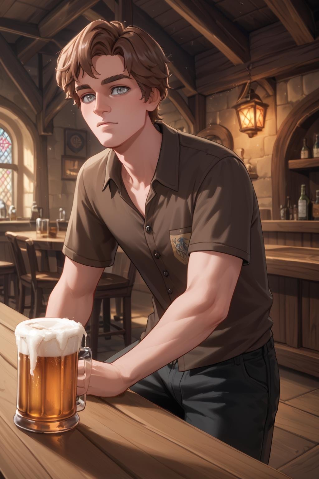 solo male focus,  cedricdiggory,  brown hair by hushicho on Tensor.Art