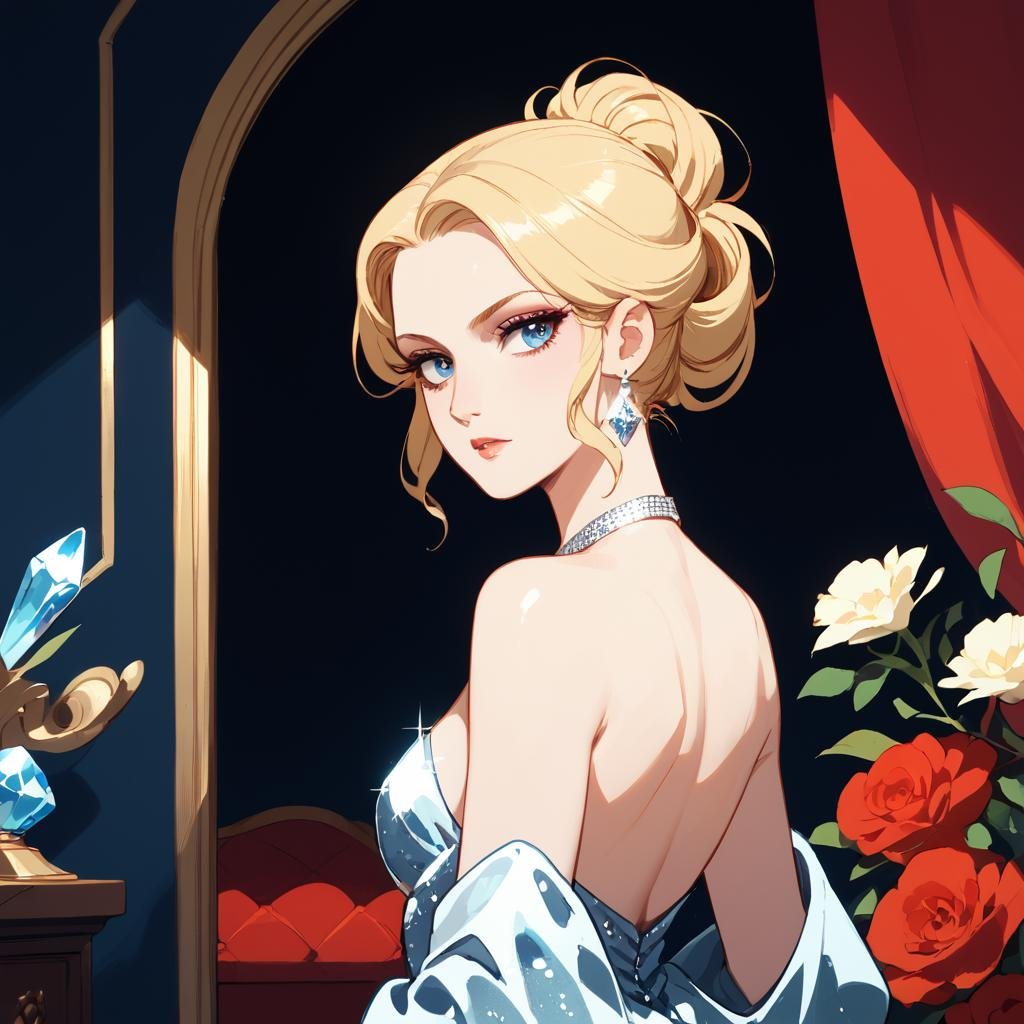 solo female focus,  glamorous,  blonde hair by hushicho on Tensor.Art