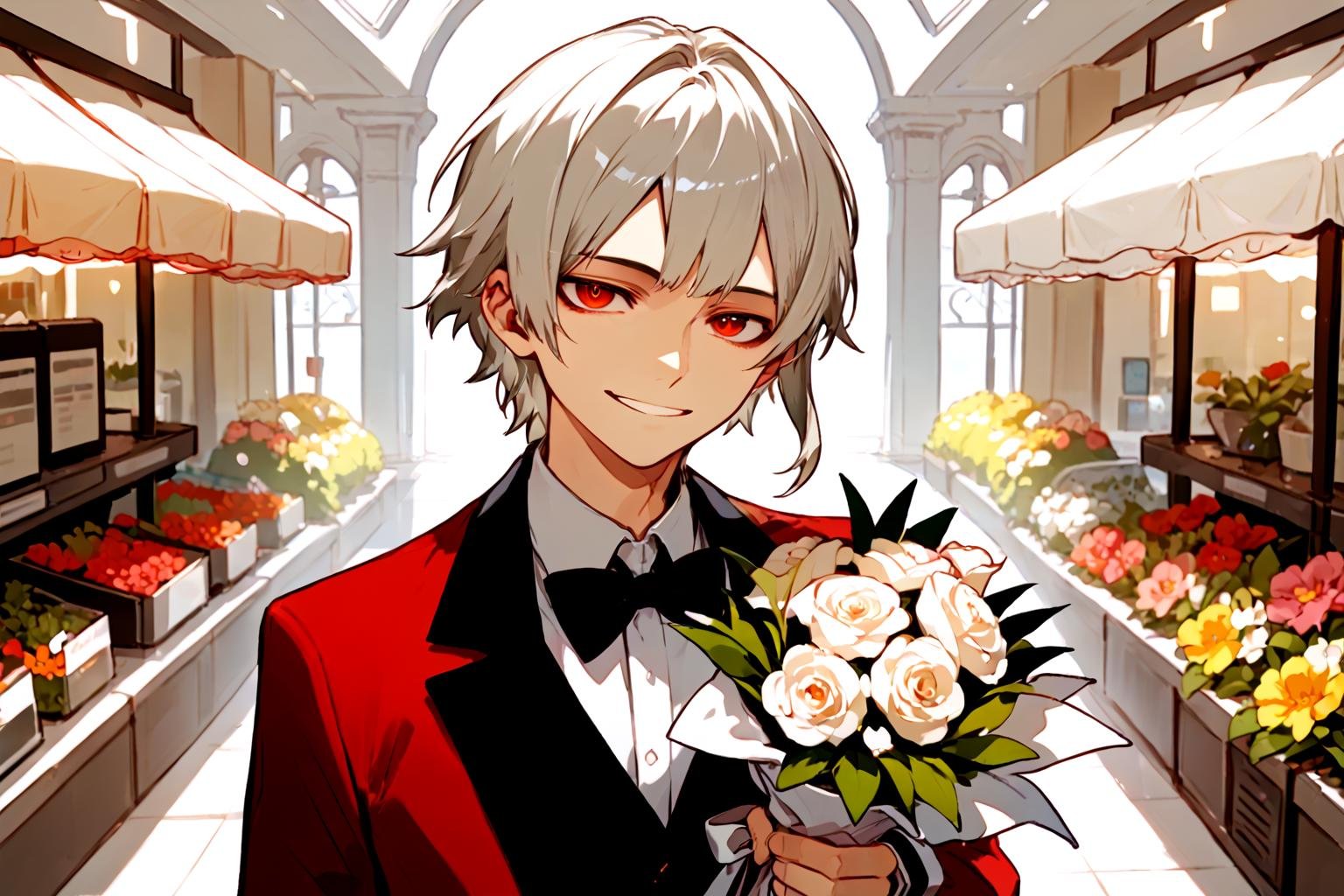 brother one,  solo male focus,  platinum hair by hushicho on Tensor.Art
