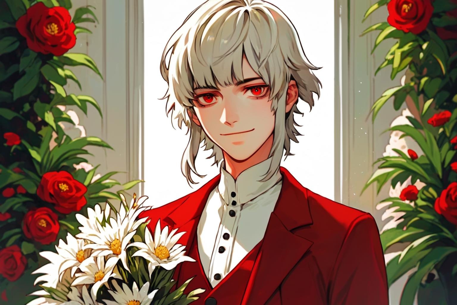 brother one,  solo male focus,  platinum hair by hushicho on Tensor.Art