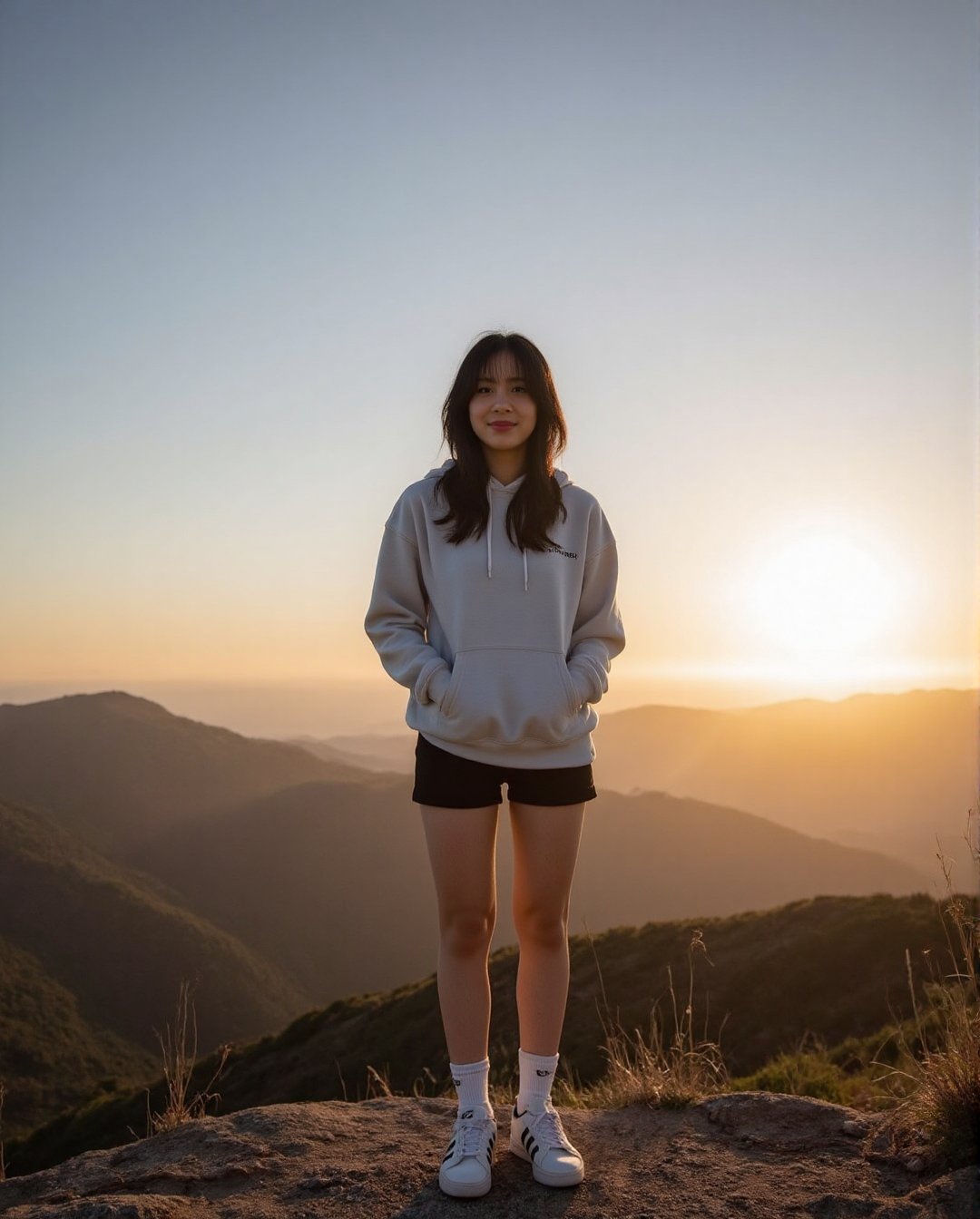 Create a realistic photoshoot scene using a Canon EOS 1D camera with a 50mm Canon RF lens set at f/1.4 aperture. Capture a...