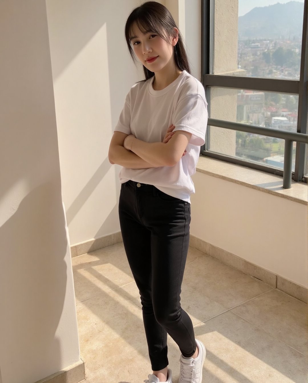 Create a realistic photoshoot scene using a Canon EOS 1D camera with a 50mm Canon RF lens set at f/1.4 aperture. Capture a...