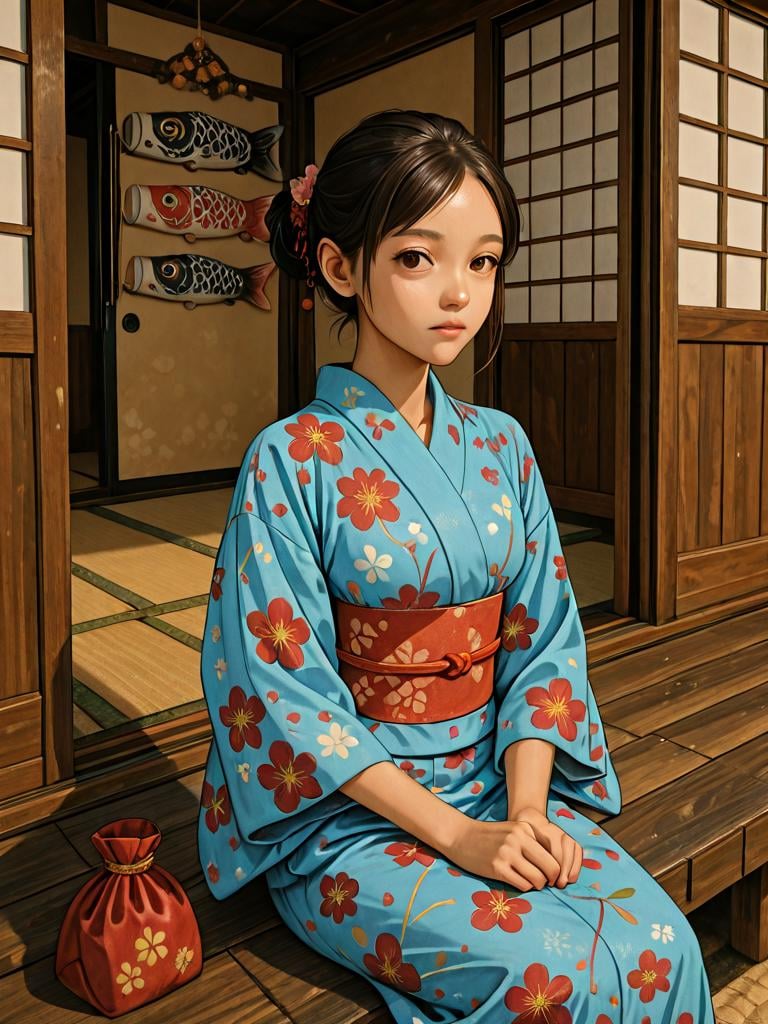 koinobori,  indoors,  kodomo no hi by 鬼畫符 on Tensor.Art