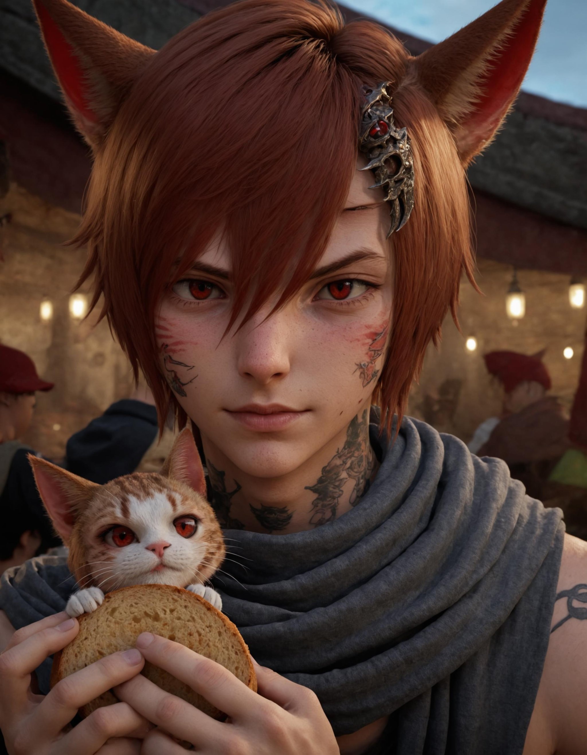 hyperrealistic mixed media image of unimaginable dwntrilffxiv,  solo,  looking at viewer by Collapsed_Dreams on Tensor.Art
