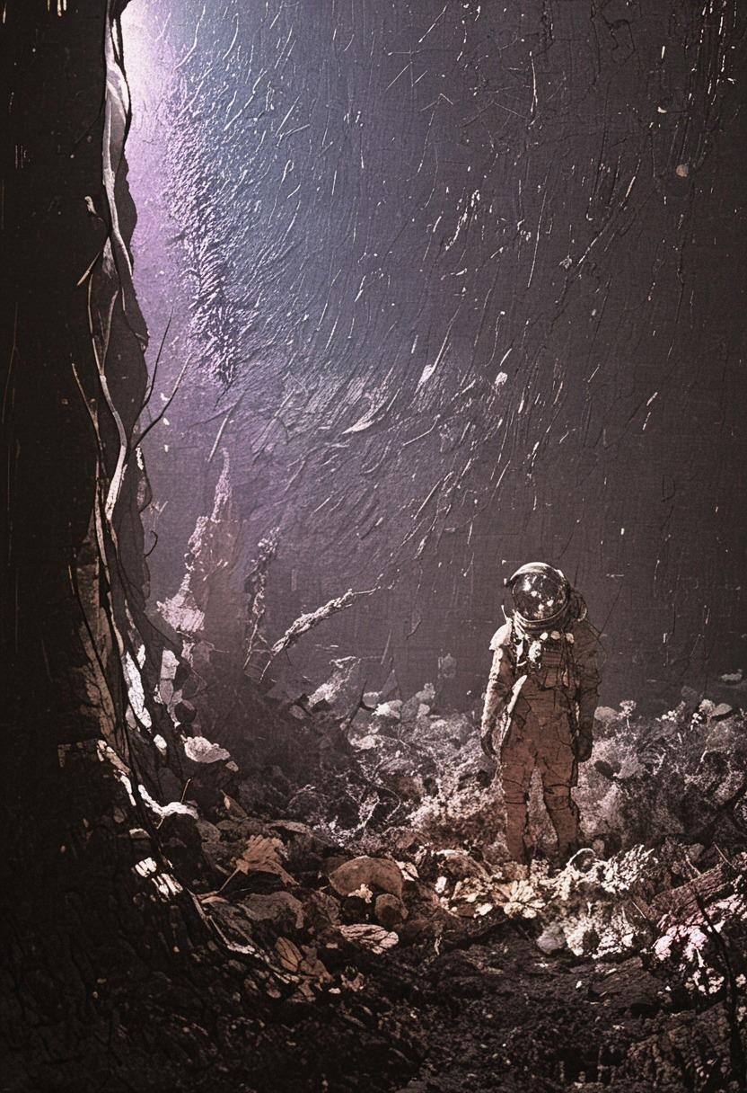 Futuristic astronaut exploring an alien planet,  glowing flora,  otherworldly landscape by billem on Tensor.Art