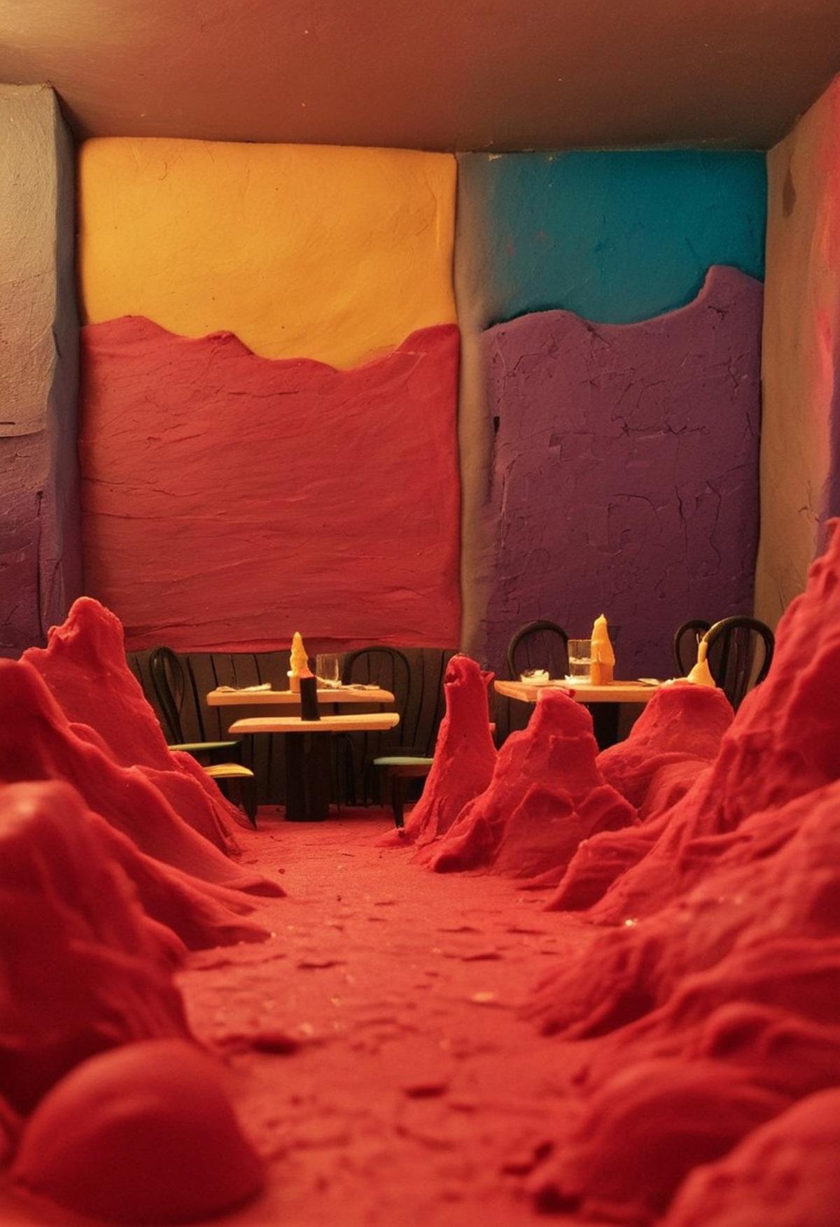 endplay_domorph,  made of playdough,  restaurant scene made of different colors of playdough by Collapsed_Dreams on Tensor...