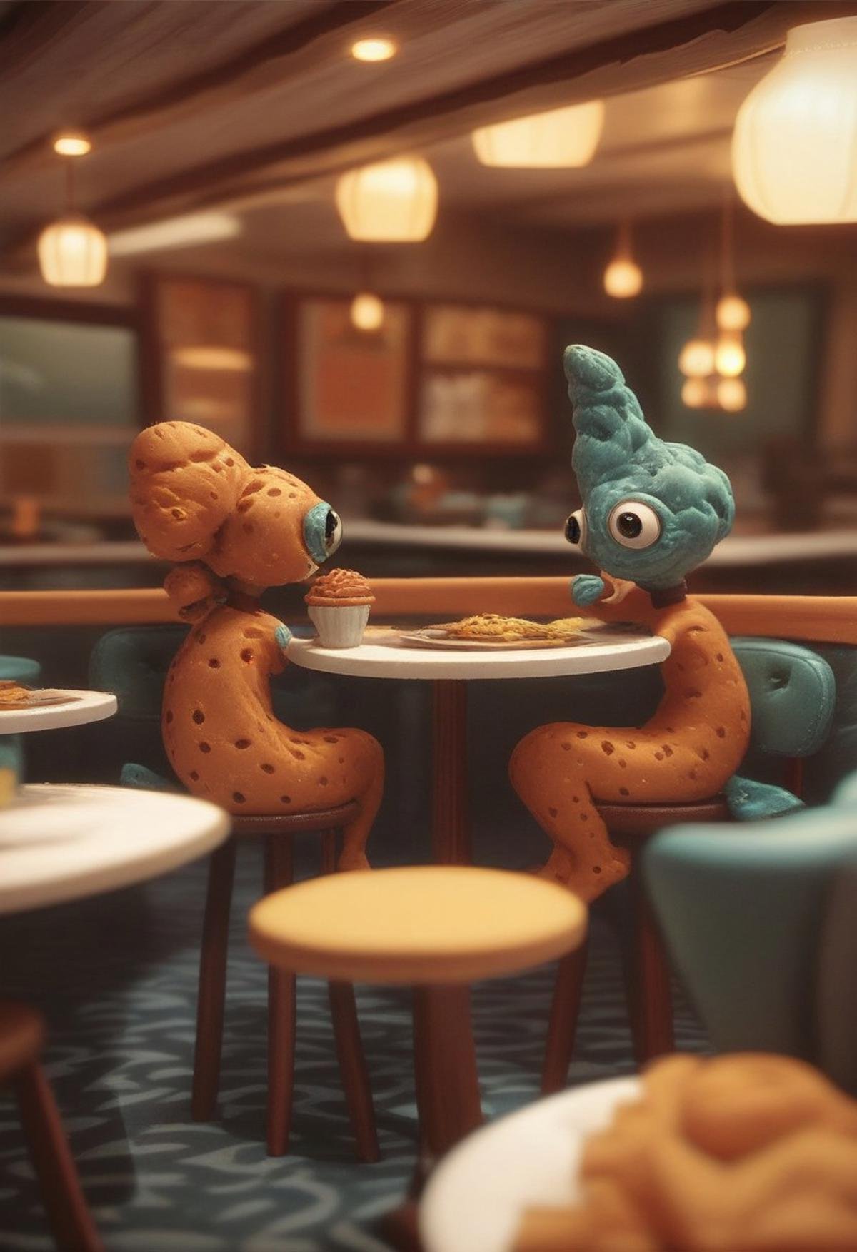 endplay_domorph,  made of playdough,  restaurant scene made of different colors of playdough by Collapsed_Dreams on Tensor...