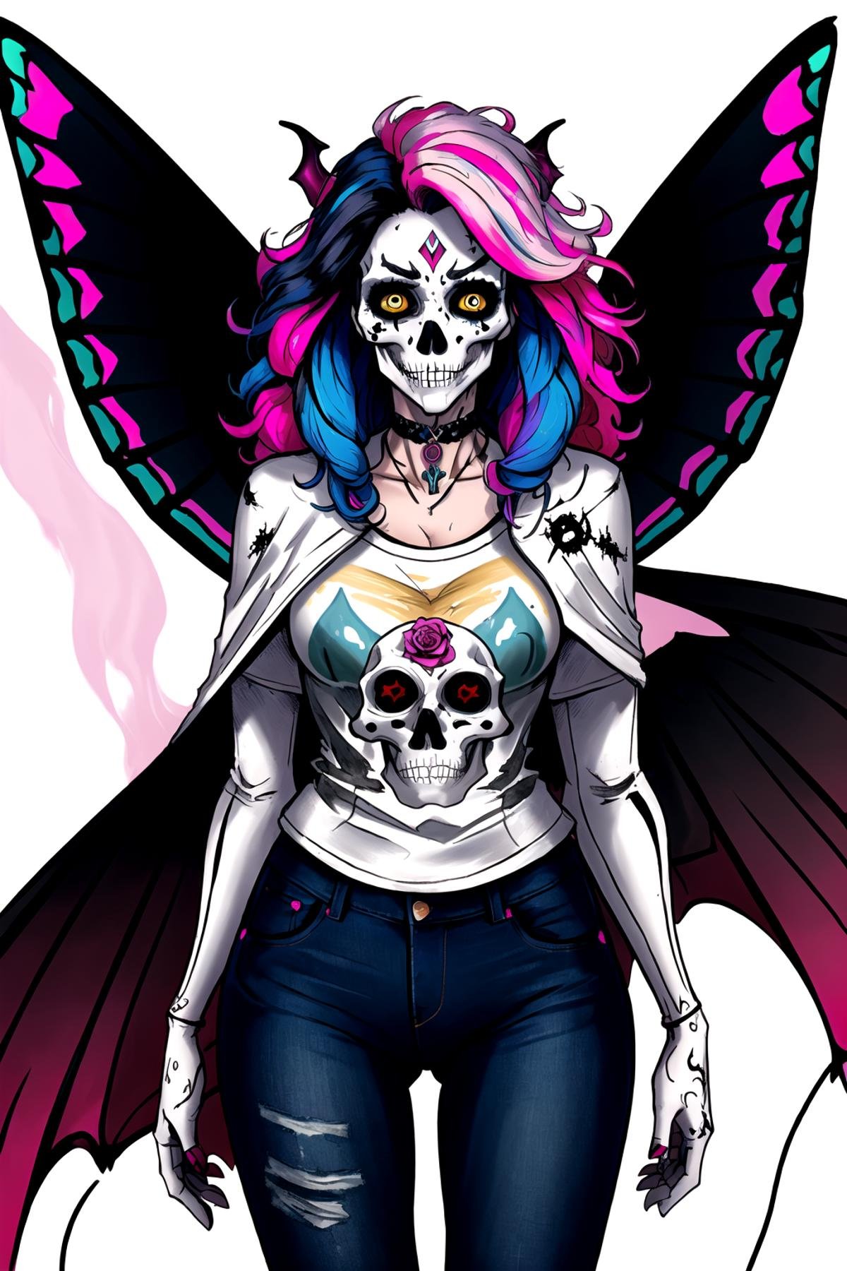 ((demonic,  calavera,  sugar skull makeup by Collapsed_Dreams on Tensor.Art