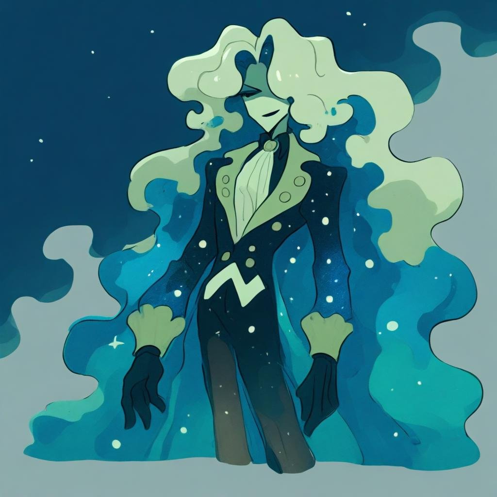 F,  WHITE SKIN,  GALAXY HAIR PATTERN by Queevil on Tensor.Art
