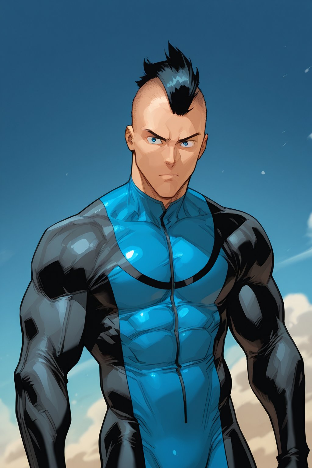 Mohawk brand,  dark blue eyes,  mohawk fade haircut by arteaiyaoizz on Tensor.Art