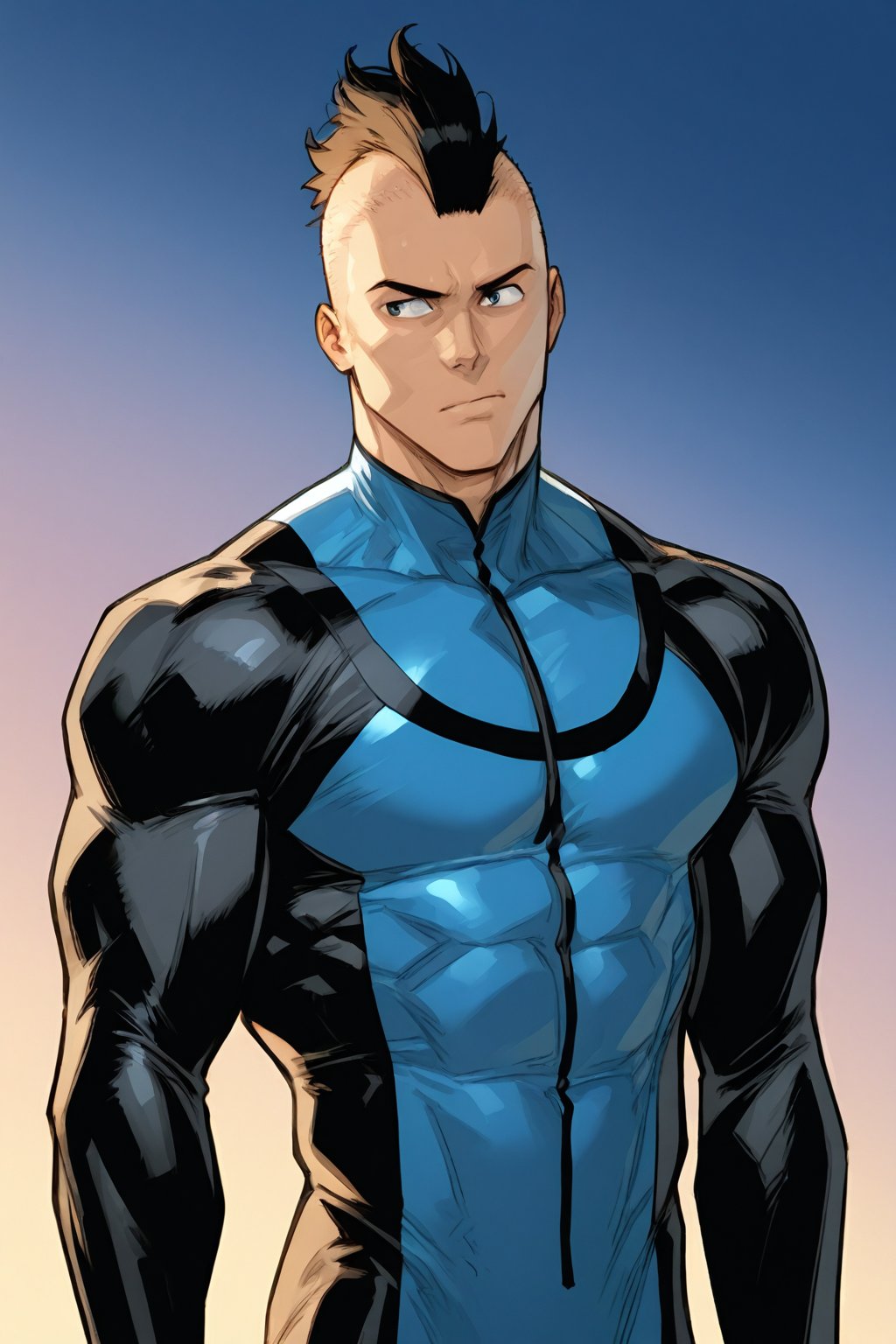 Mohawk brand,  dark blue eyes,  Mohawk haircut by arteaiyaoizz on Tensor.Art