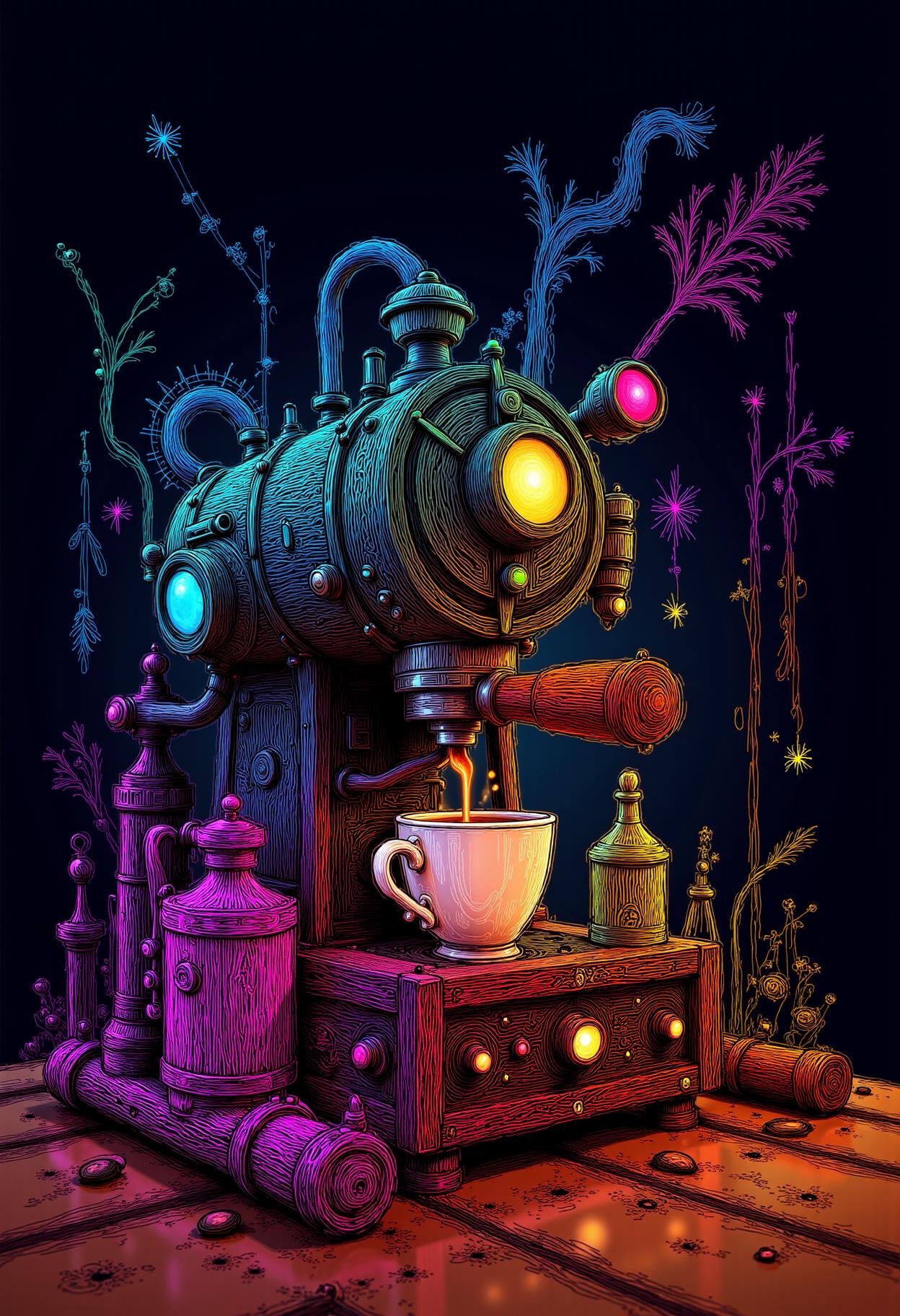 geometrical abstract patterns background,  steampunk,  gears and pipes by KevenG on Tensor.Art