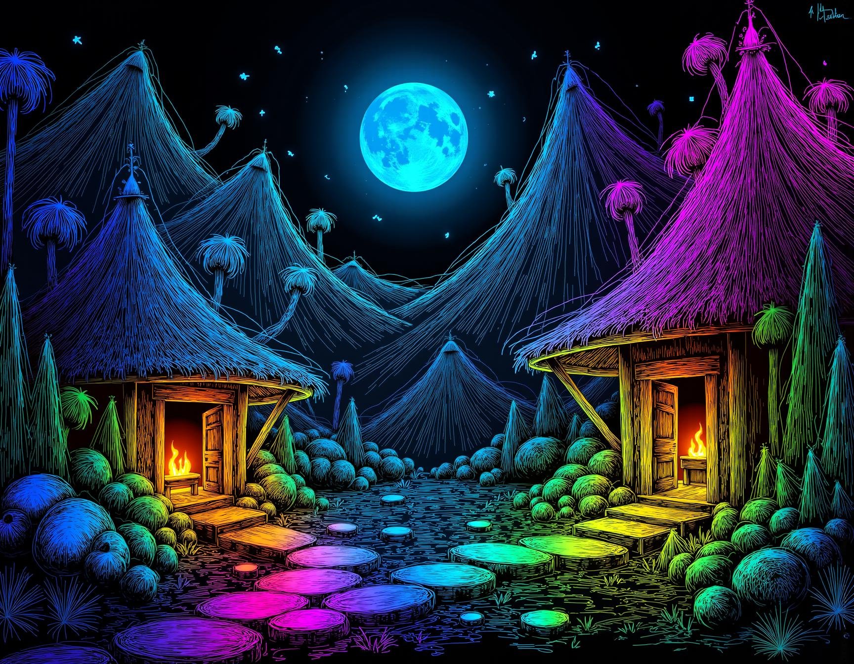 neon line art,  drawing, by KevenG on Tensor.Art