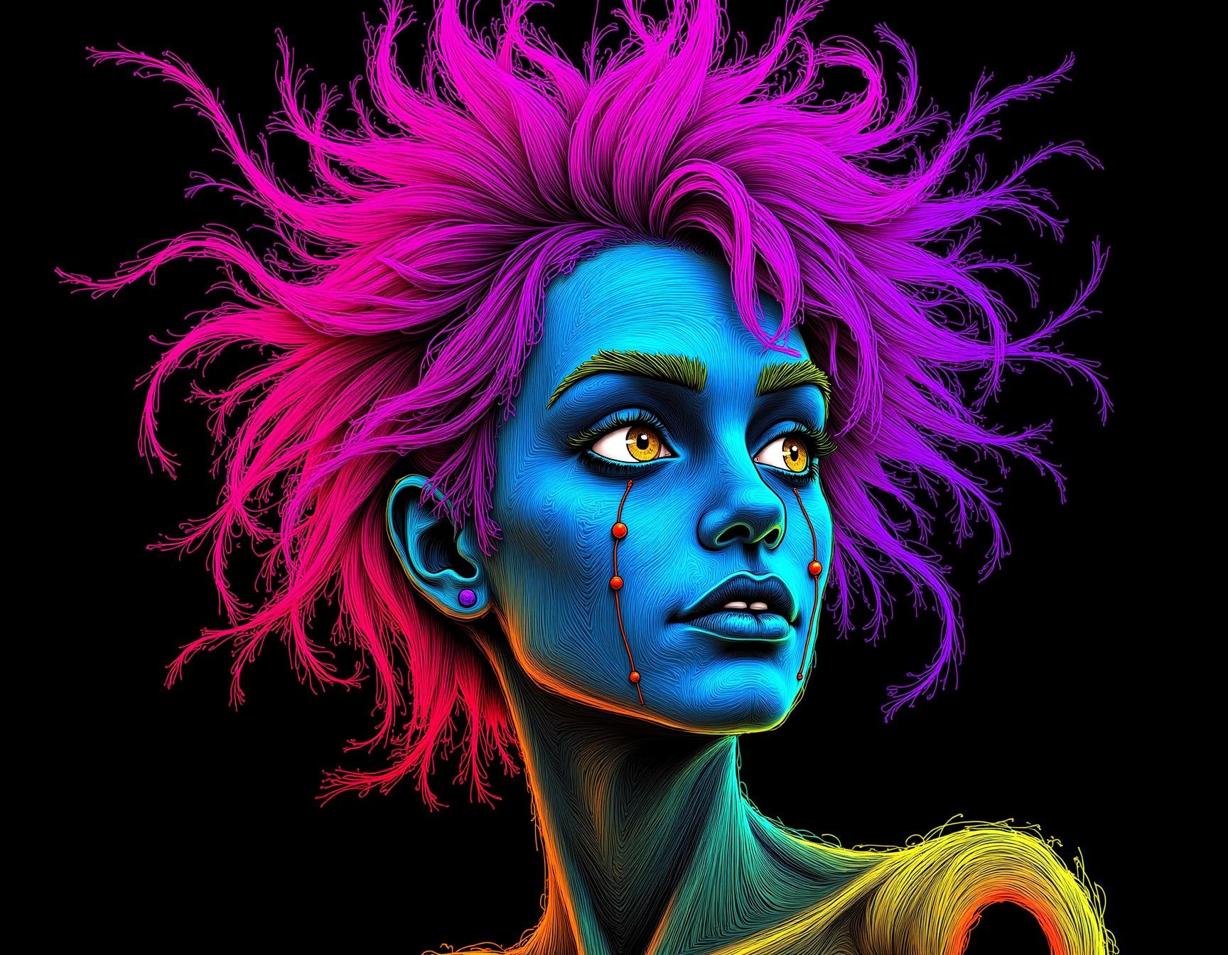 neon line art,  drawing,  black background by KevenG on Tensor.Art
