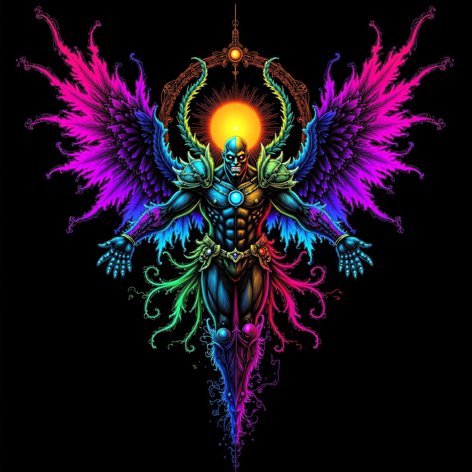 neon line art,  drawing,  black background by KevenG on Tensor.Art