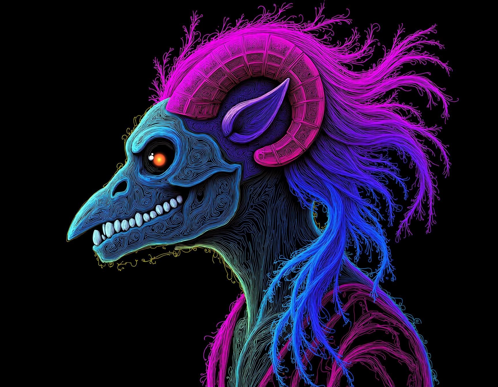 neon line art,  drawing,  black background by KevenG on Tensor.Art