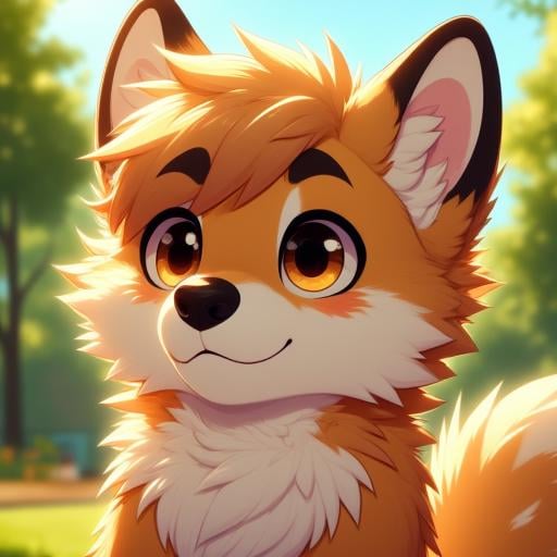 A cute anthropomorphic furry character with soft fur and expressive features,  digital illustration,  simple style by Vadi...