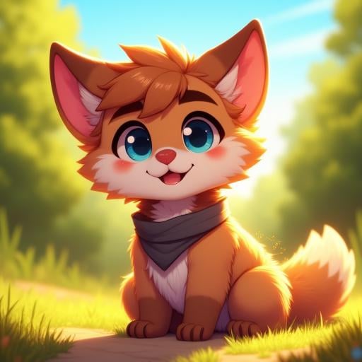 A cute anthropomorphic furry character with soft fur and expressive features,  digital illustration,  simple style by Vadi...