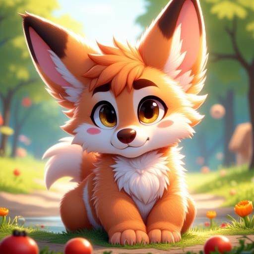 A cute anthropomorphic furry character with soft fur and expressive features,  digital illustration,  simple style by Vadi...