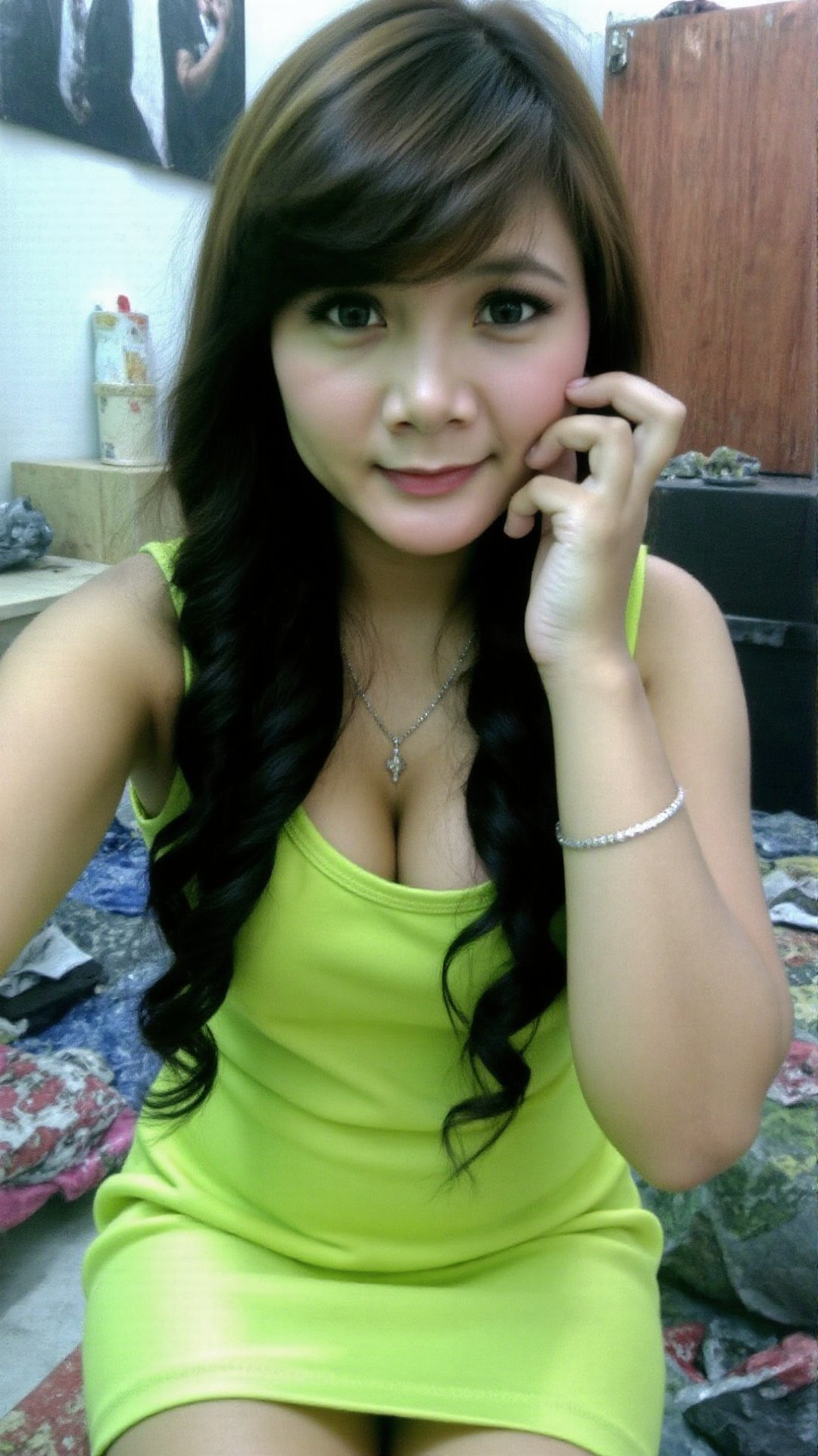 a seductive young indonesian girl wearing seductive bright mini dress with deep cleeavage. by DCOCONUT on Tensor.Art