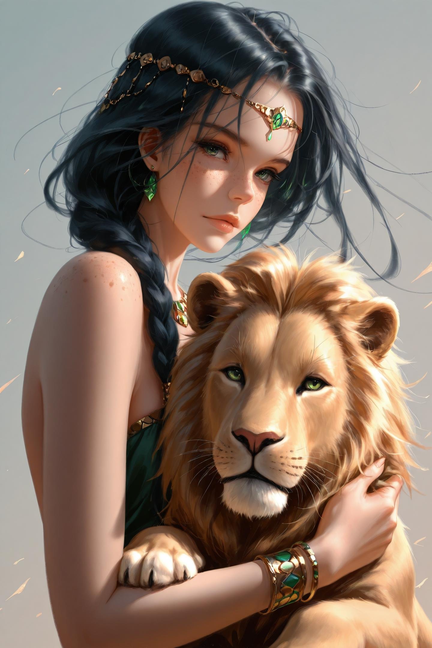 1girl,  green eyes,  long hair by flyx3 on Tensor.Art