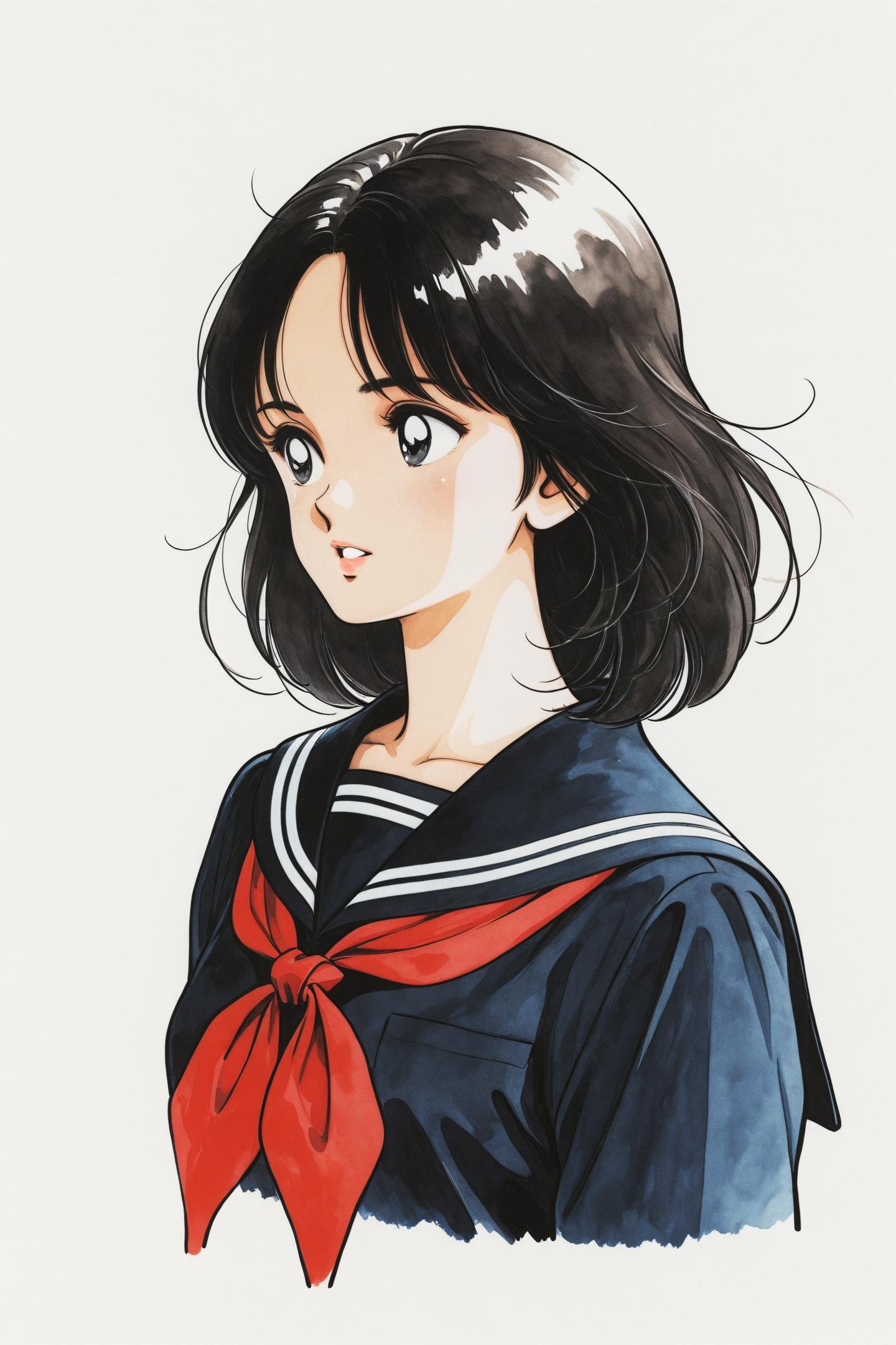 1girl,  solo,  black hair by flyx3 on Tensor.Art