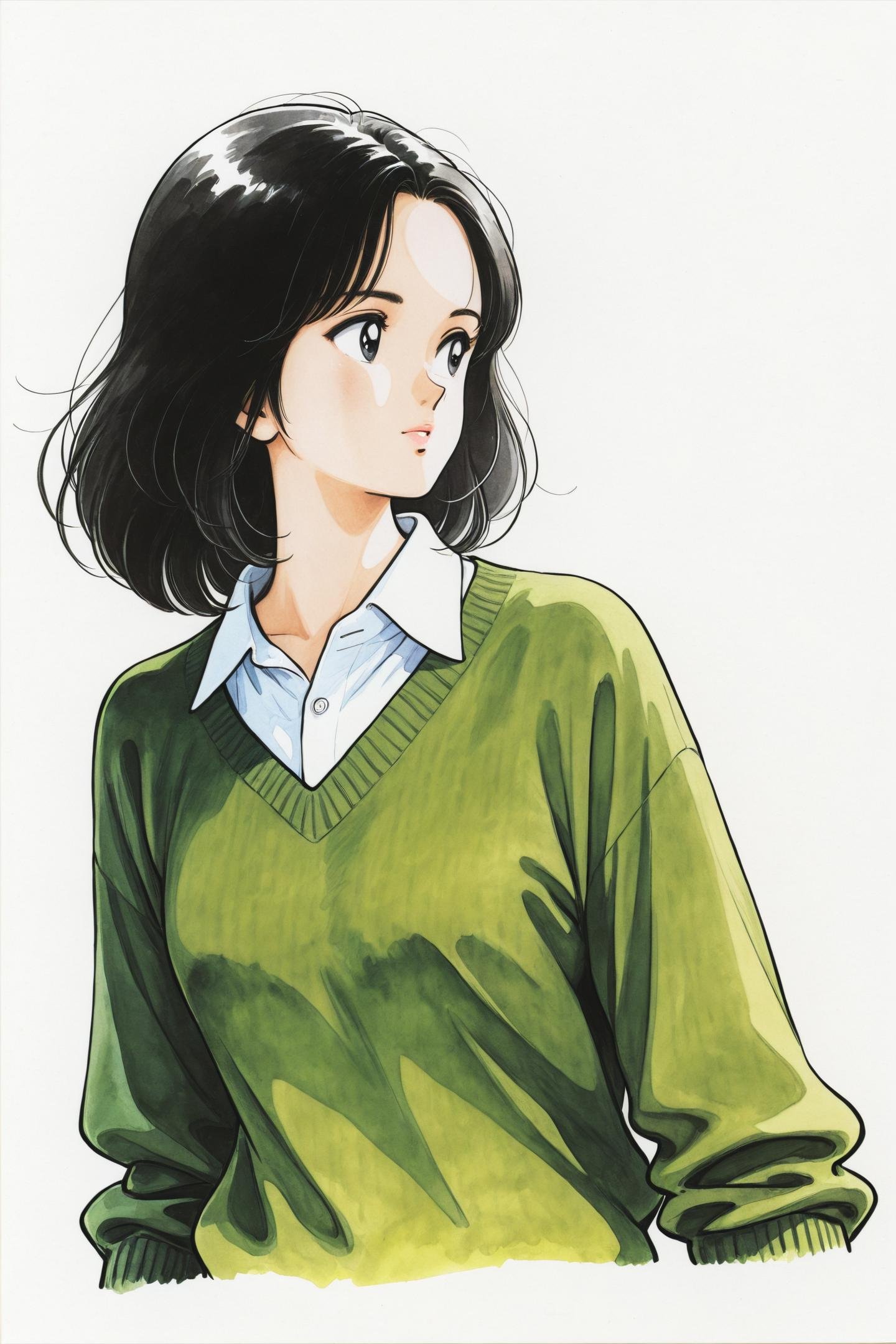 solo,  1girl,  black hair by flyx3 on Tensor.Art