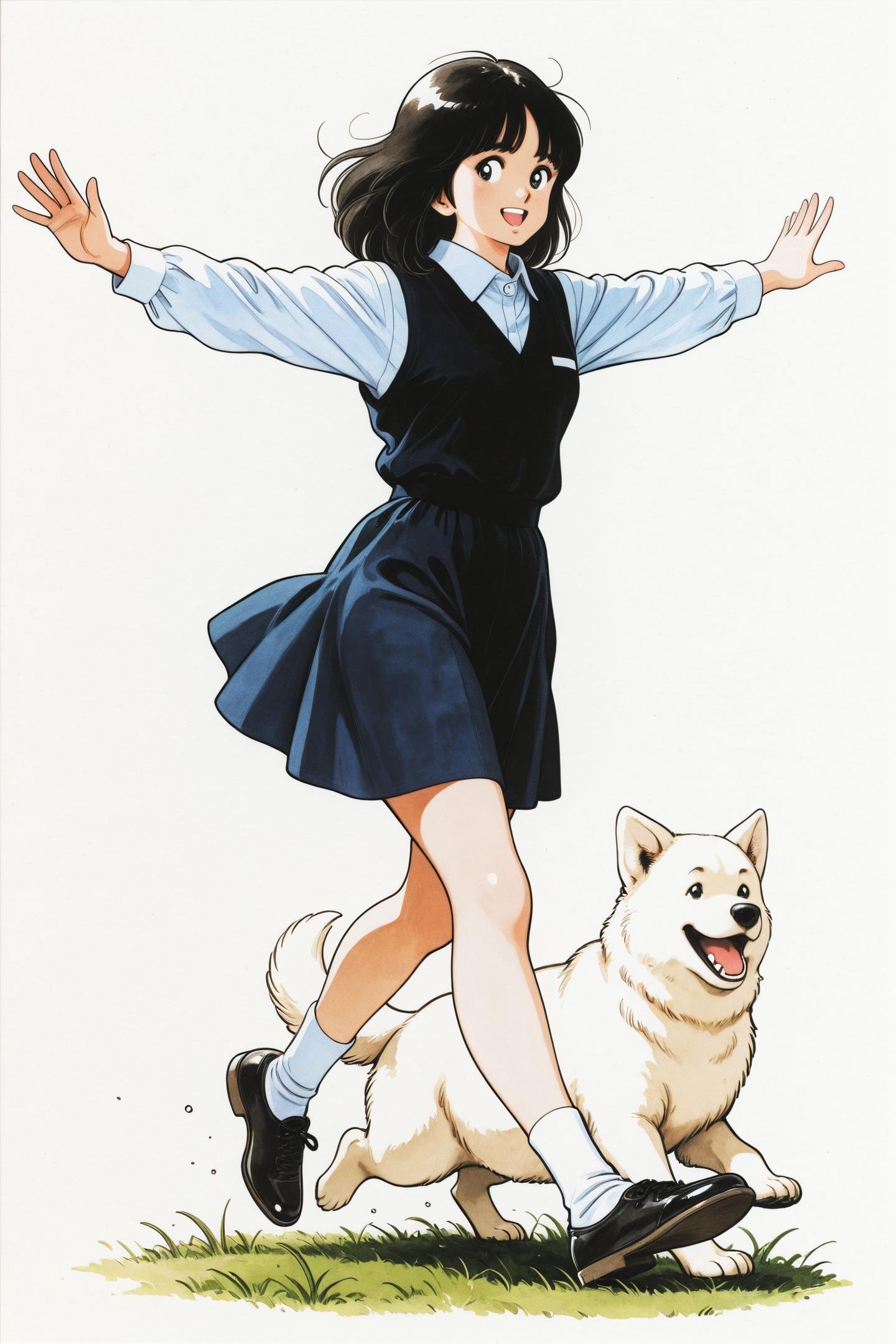 1girl,  shirt,  fat white dog by flyx3 on Tensor.Art