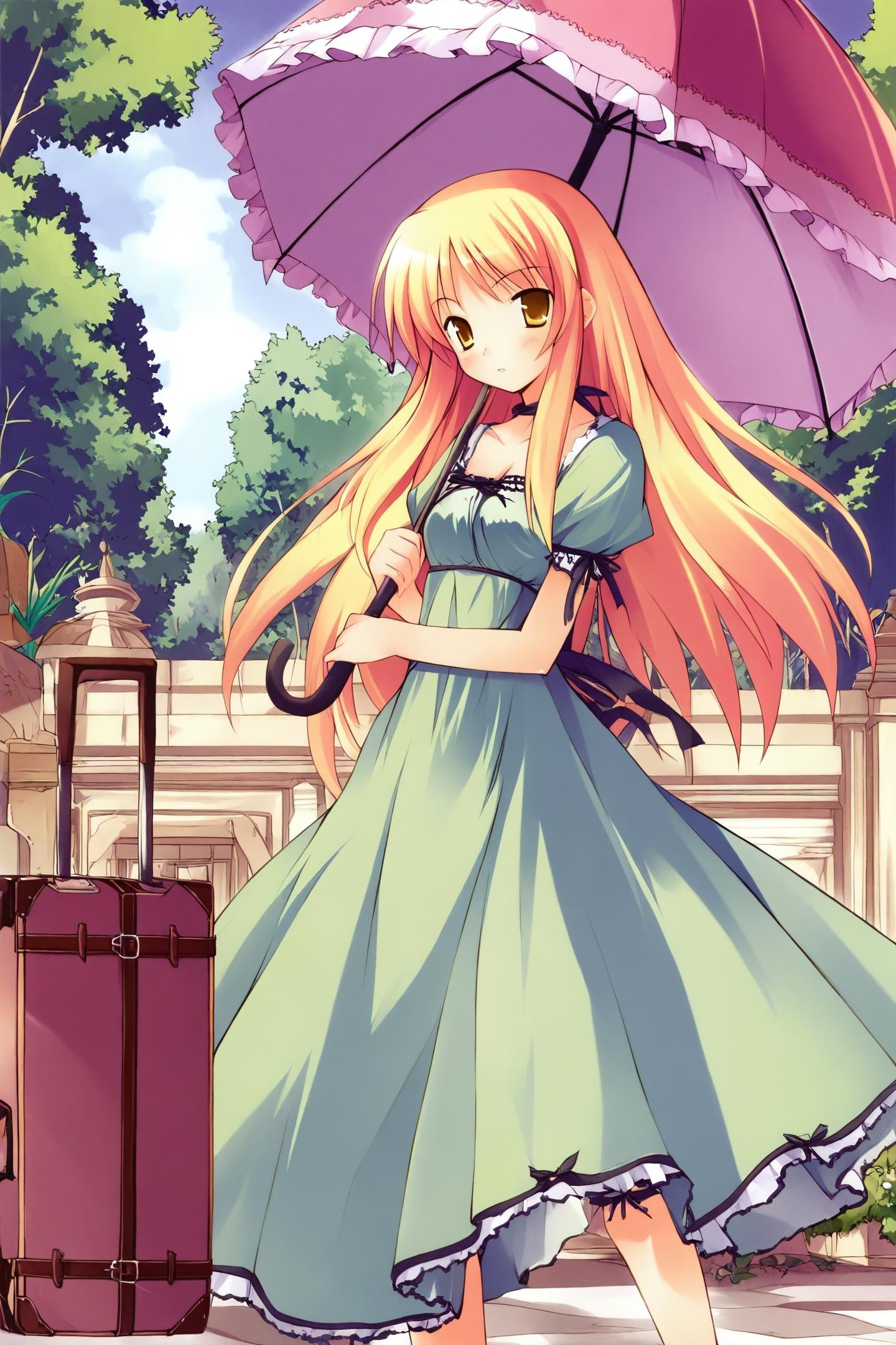 1girl,  blonde hair,  umbrella by flyx3 on Tensor.Art