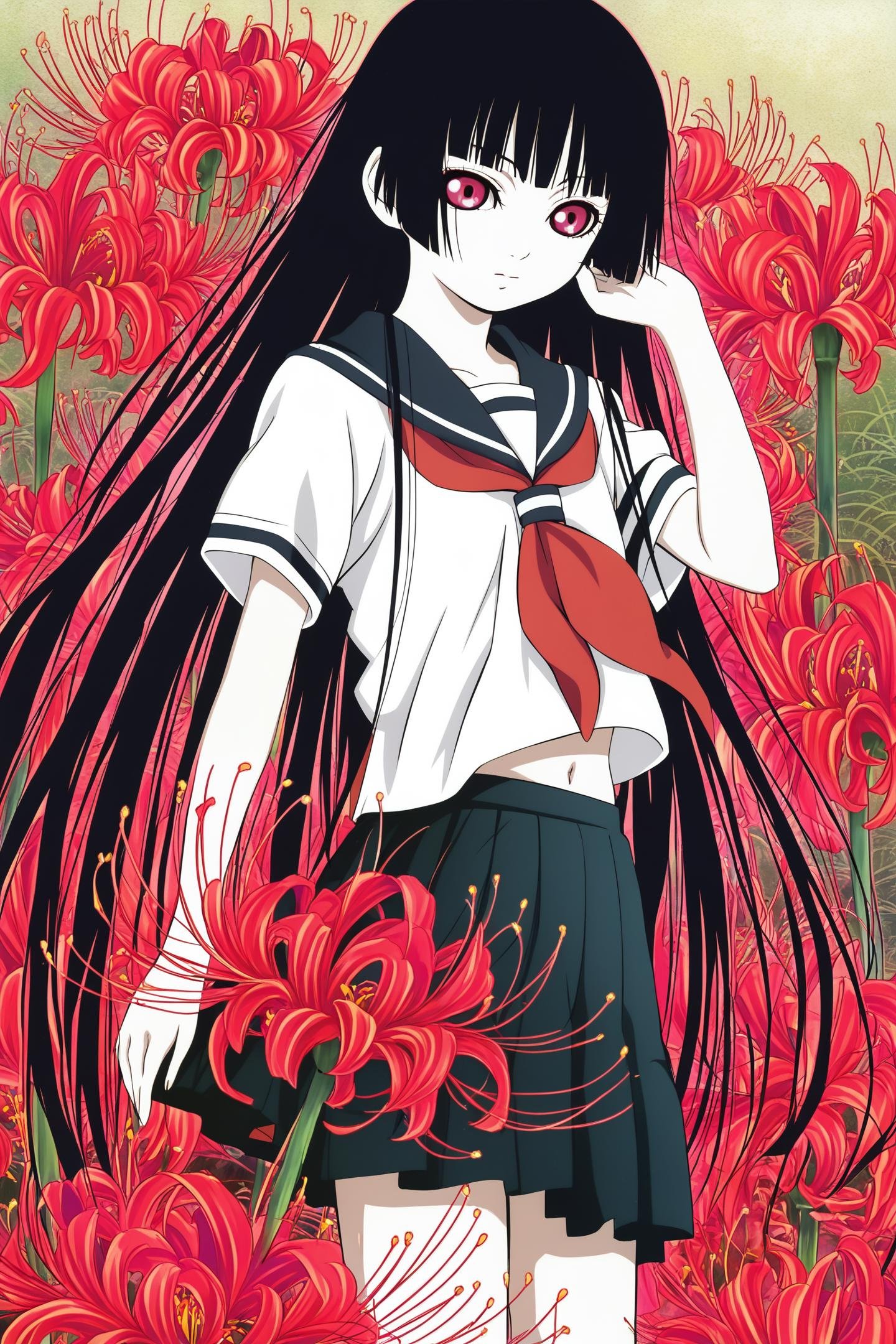 Enma Ai,  1girl,  flower by flyx3 on Tensor.Art