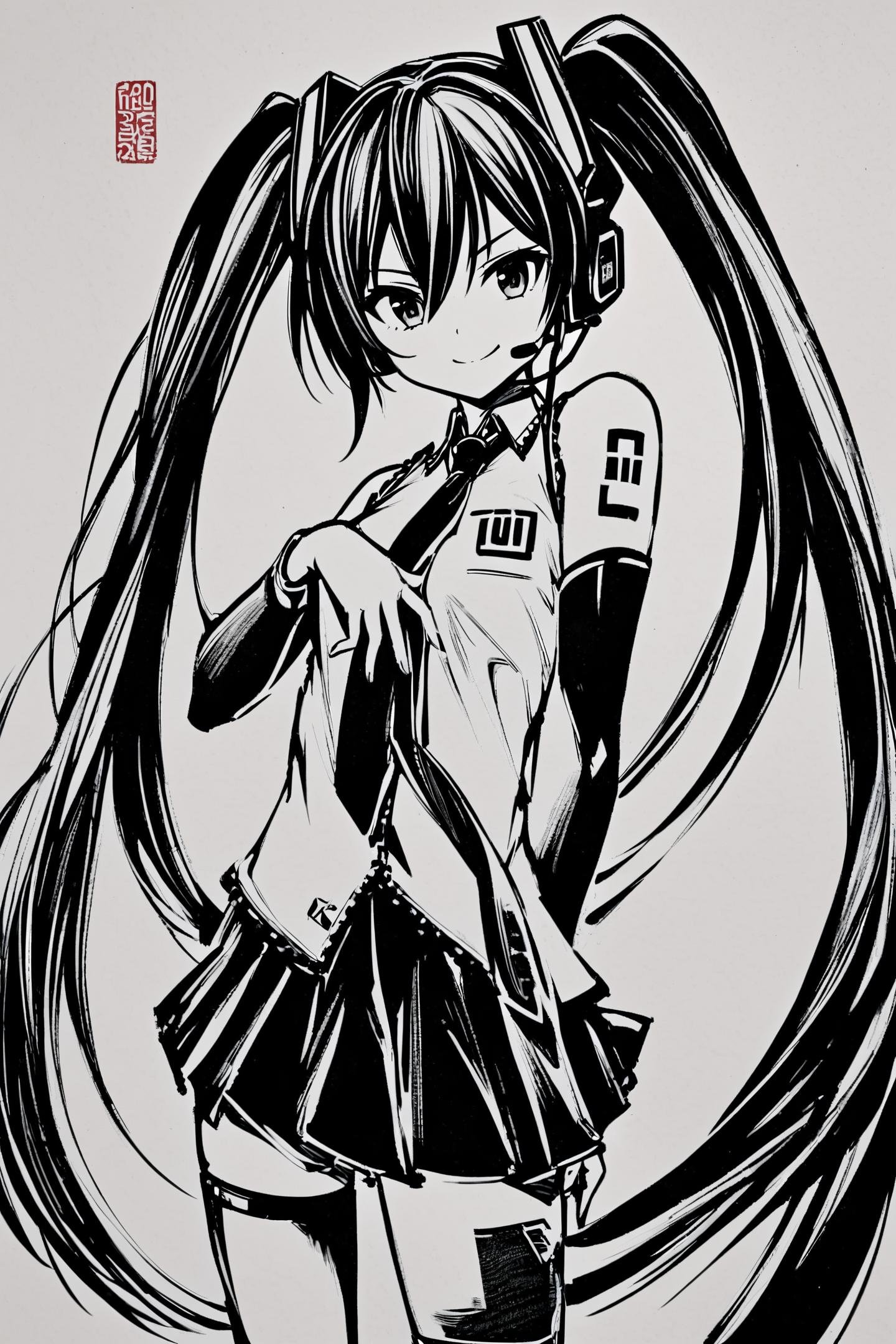 monochrome,  greyscale,  1girl by flyx3 on Tensor.Art
