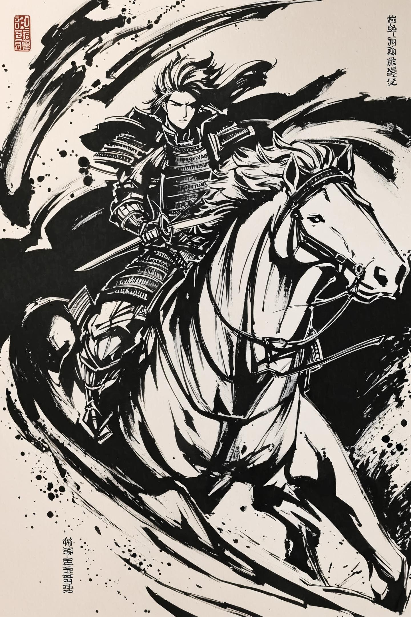 monochrome,  weapon,  japanese armor by flyx3 on Tensor.Art