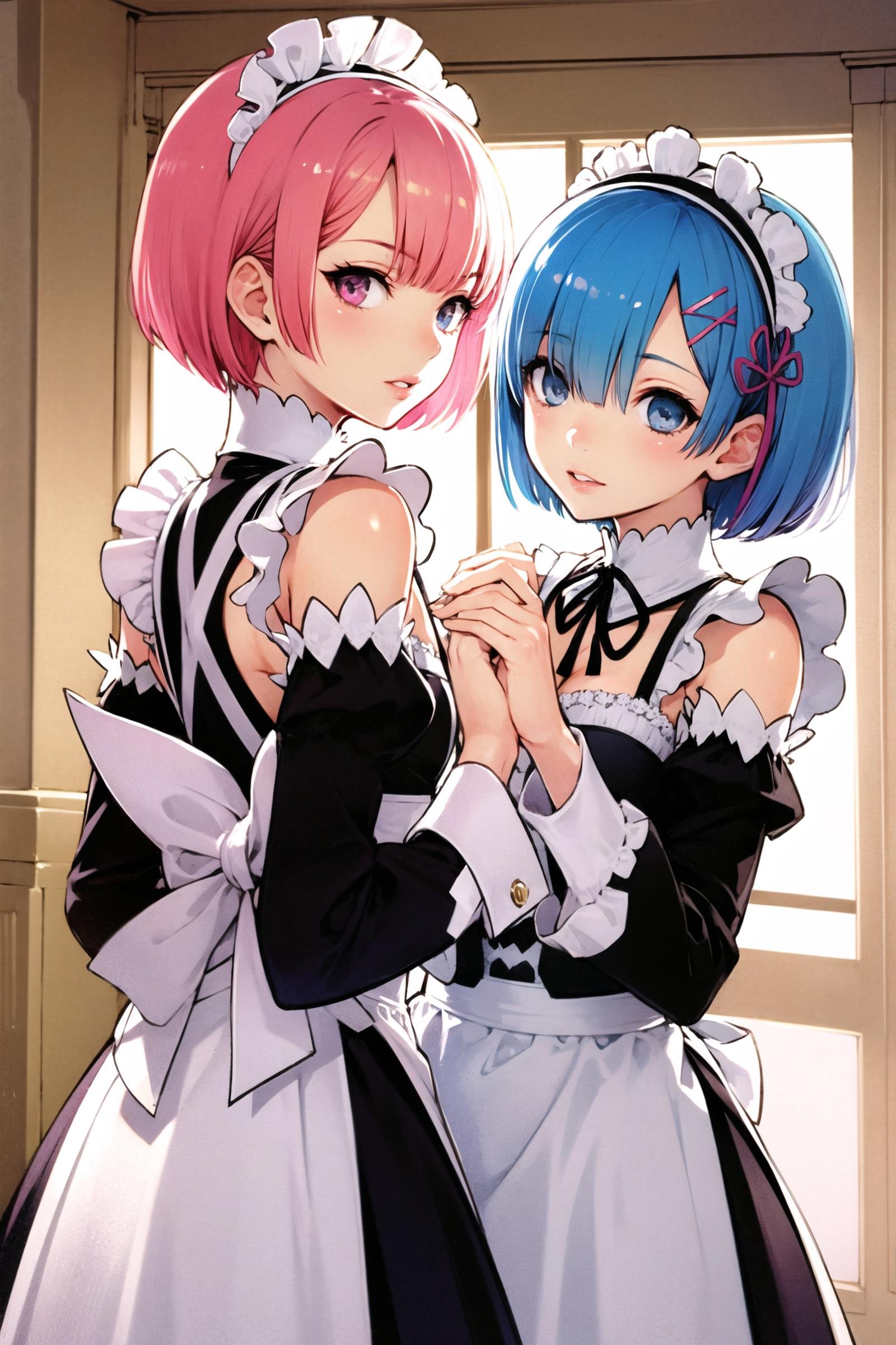 ram (re:zero),  multiple girls,  2girls by flyx3 on Tensor.Art
