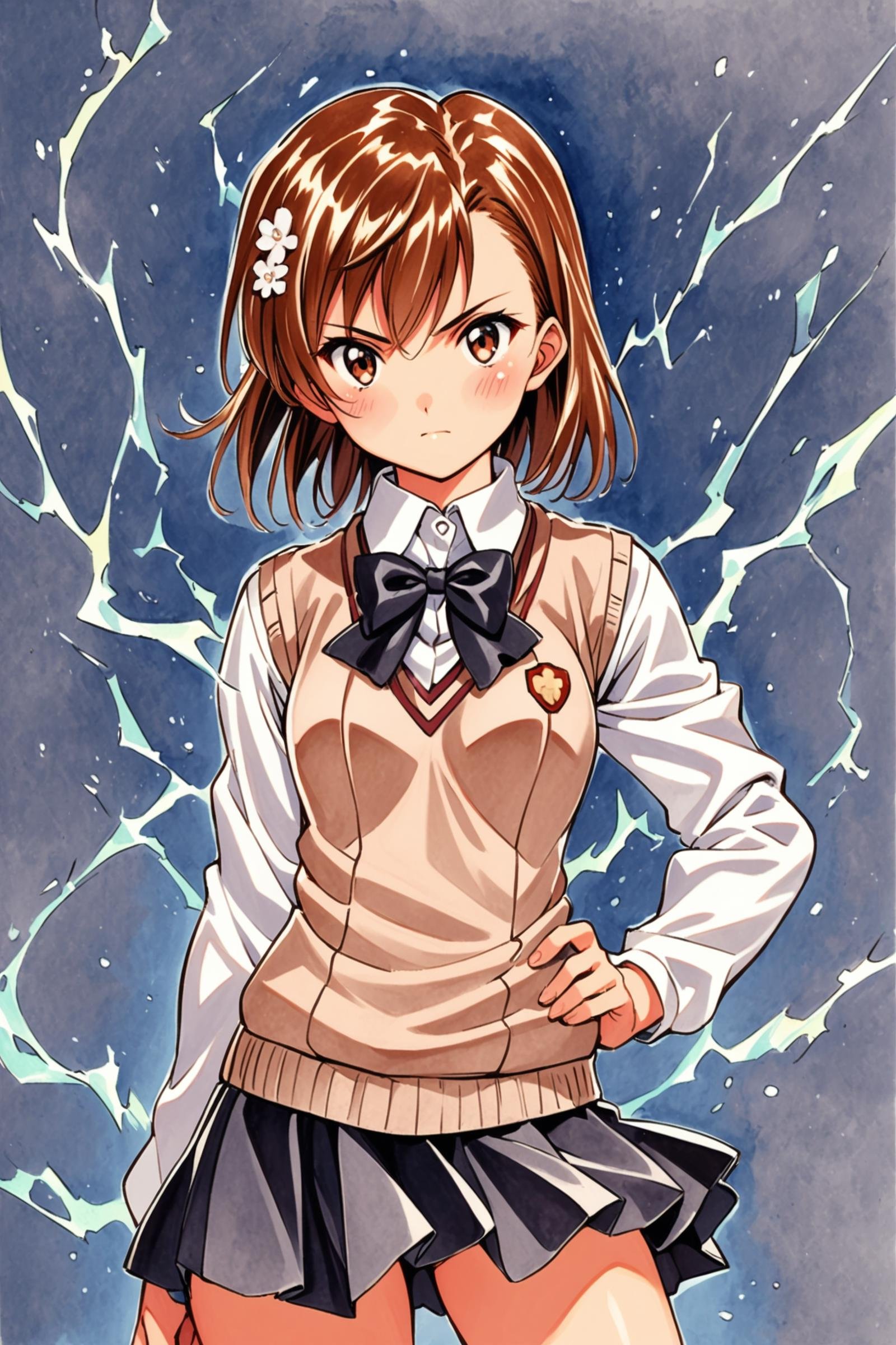 1girl,  misaka mikoto,  skirt by flyx3 on Tensor.Art