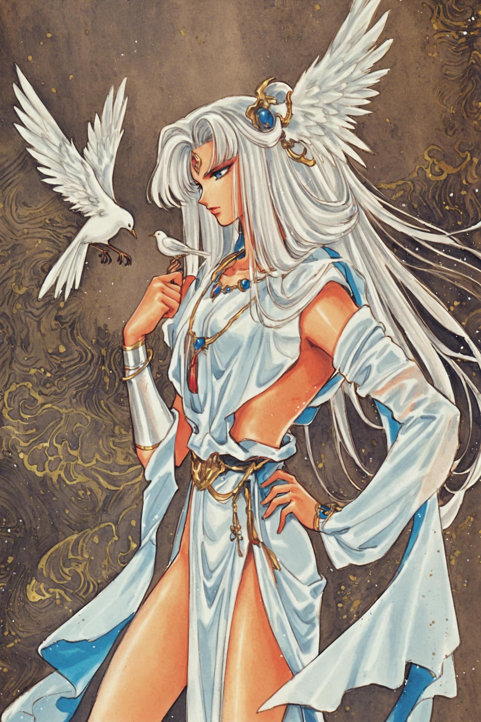 Garuda,  white bird,  white hair by flyx3 on Tensor.Art