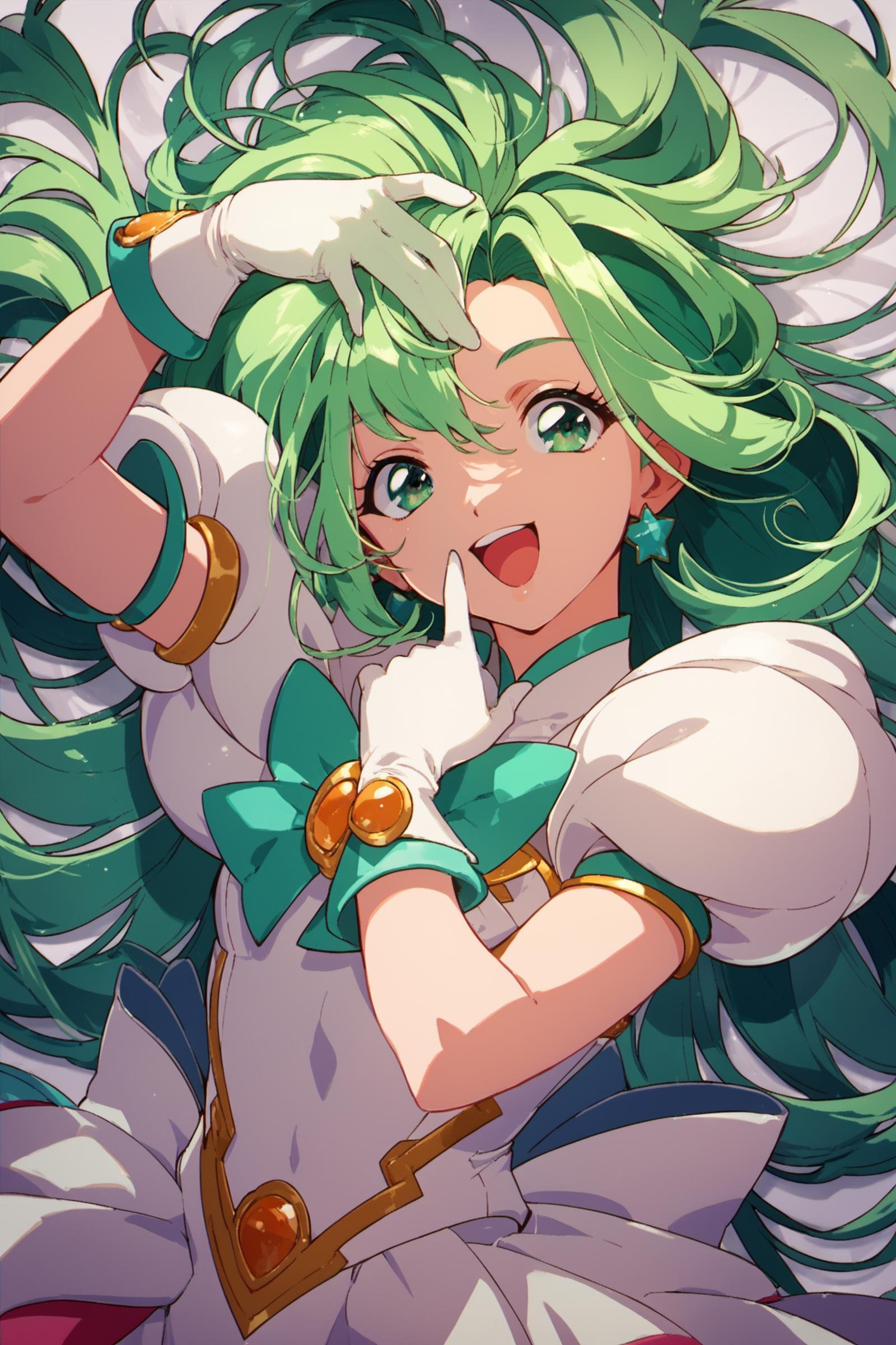 1girl,  gloves,  green hair by flyx3 on Tensor.Art