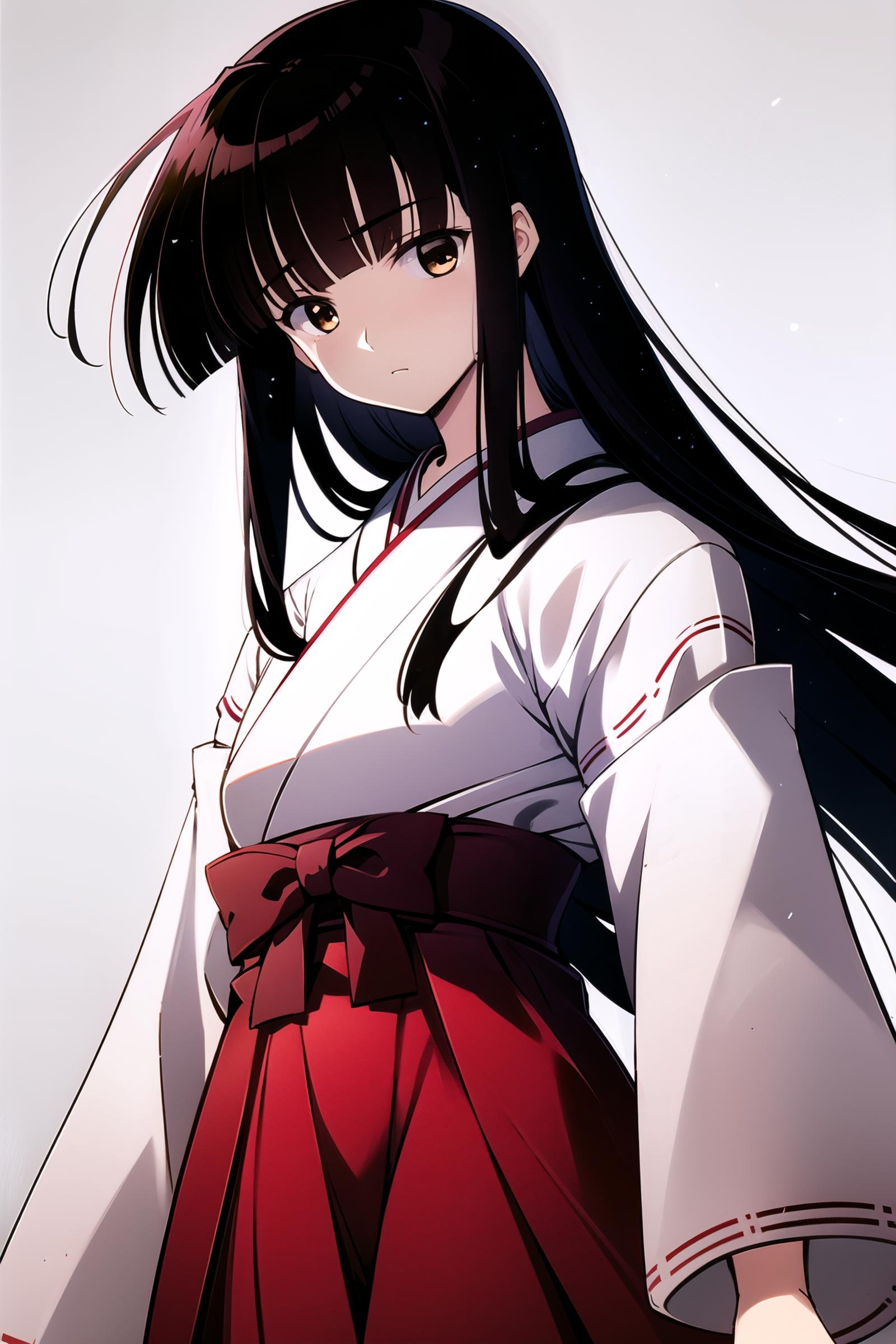Kikyo,  brown eyes,  red and white kimono by flyx3 on Tensor.Art