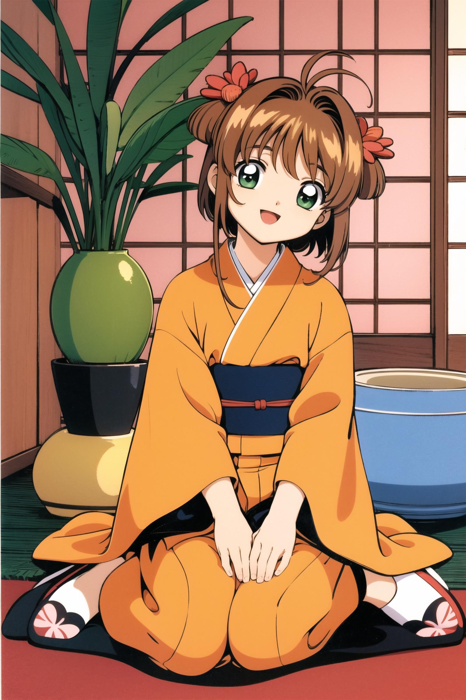 kinomoto sakura,  1girl,  japanese clothes by flyx3 on Tensor.Art